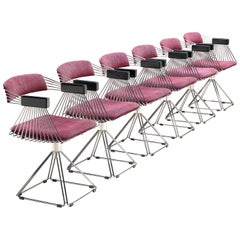 Rudi Verelst Six Chromed 'Delta' Armchairs