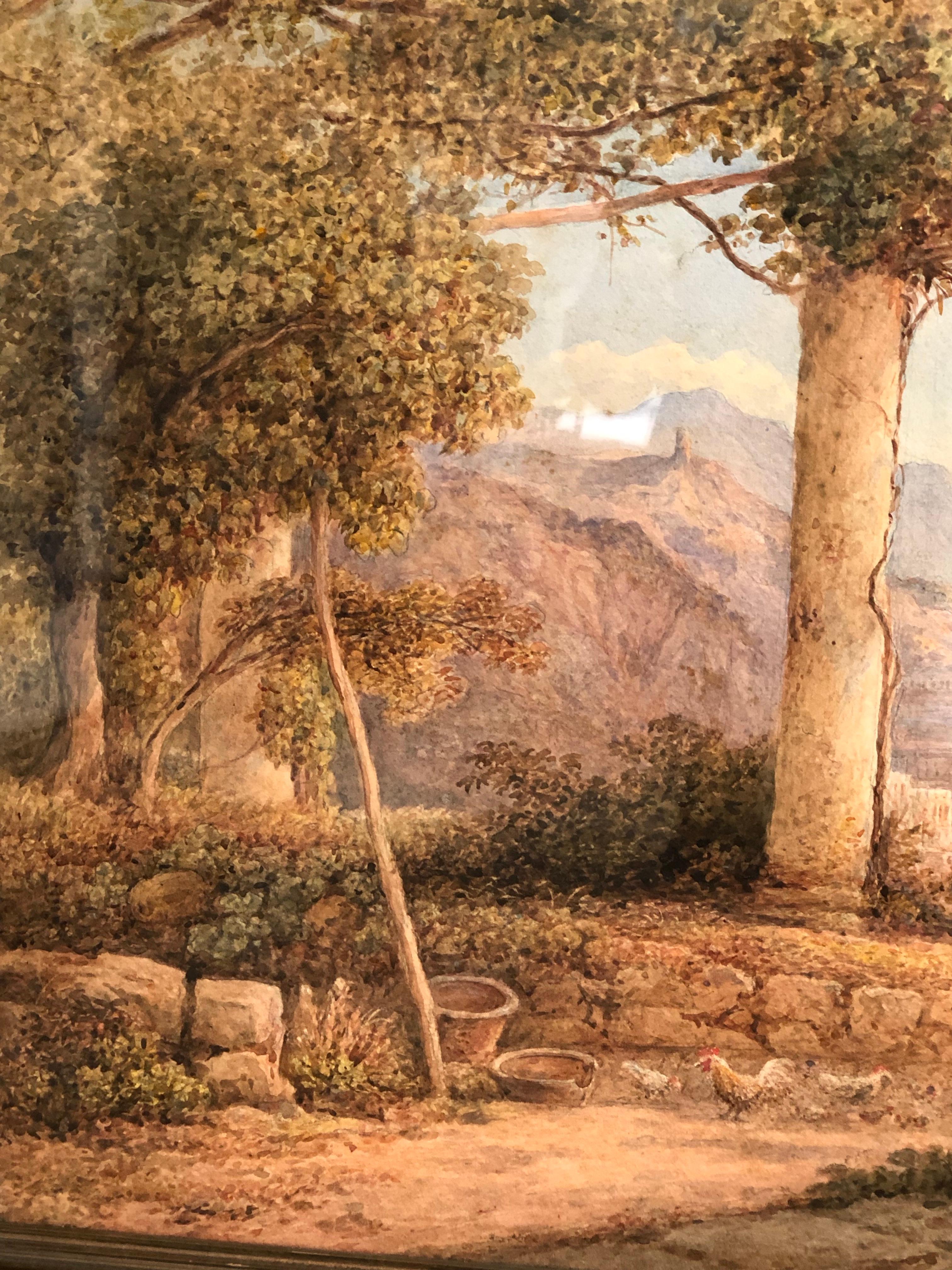 Rudlolf Muller Watercolor Dated 1854 Amalfi Coastal Scene 4