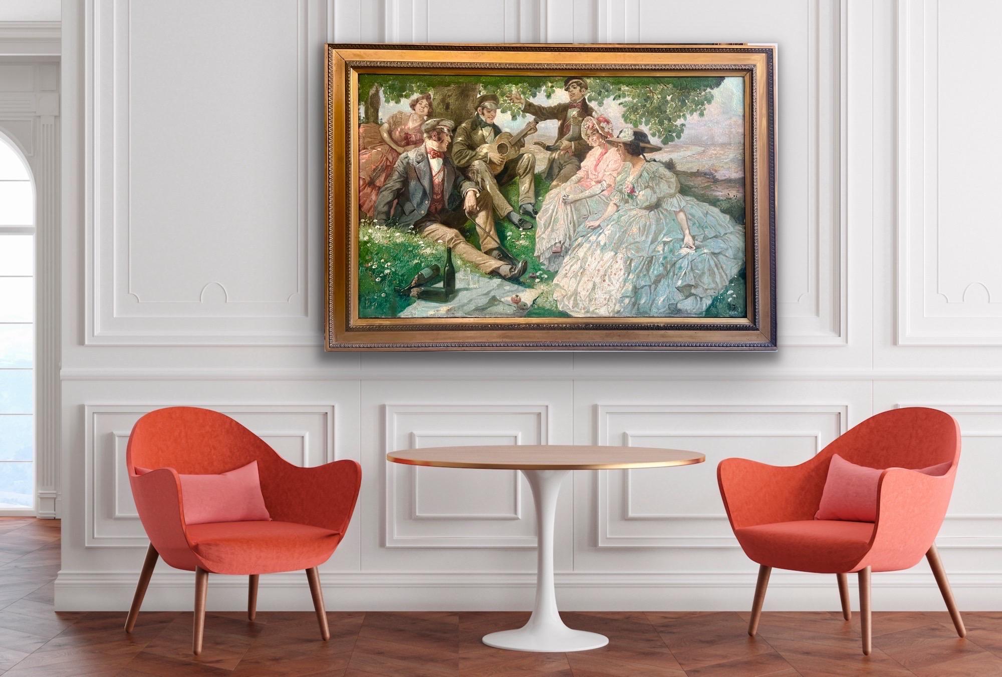 Grand tableau du 19e siècle - Pique-nique musical - Groupe Elegance dans un paysage 3