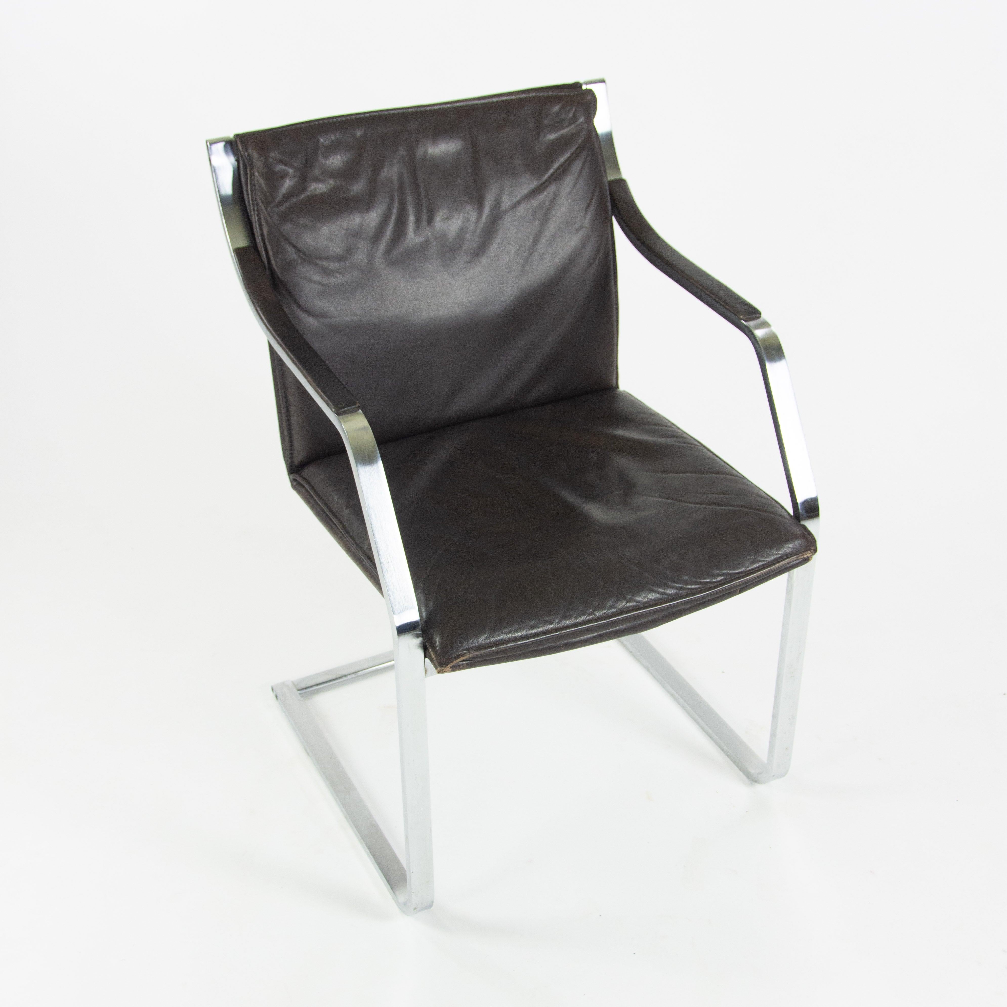 Rudolf B. Glatzel Vintage Walter Knoll Art Collection Leather & Stainless Chair For Sale 4