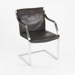 Sedia Rudolf B. Glatzel Vintage Walter Knoll Art Collection in pelle e acciaio inossidabile