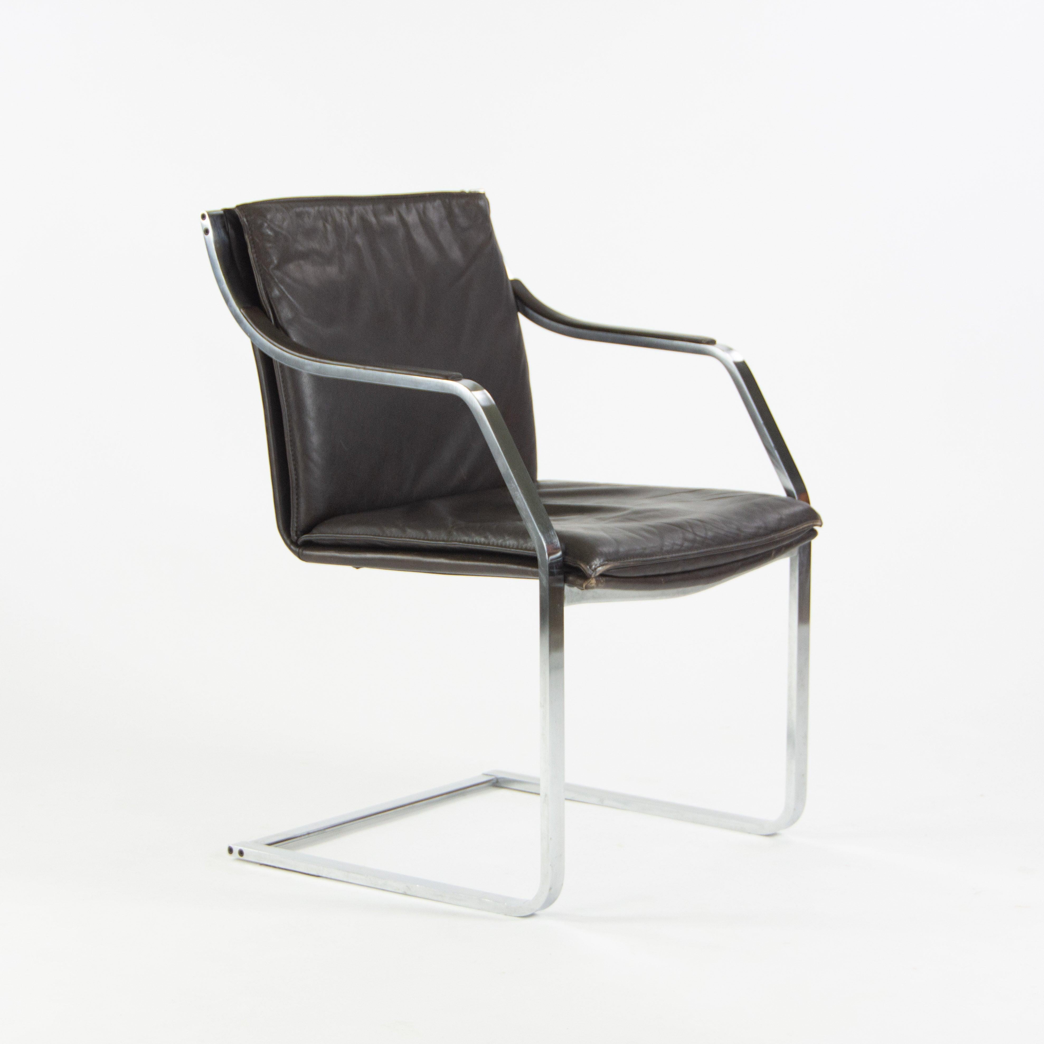 Modern Rudolf B. Glatzel Vintage Walter Knoll Art Collection Leather & Stainless Chair For Sale