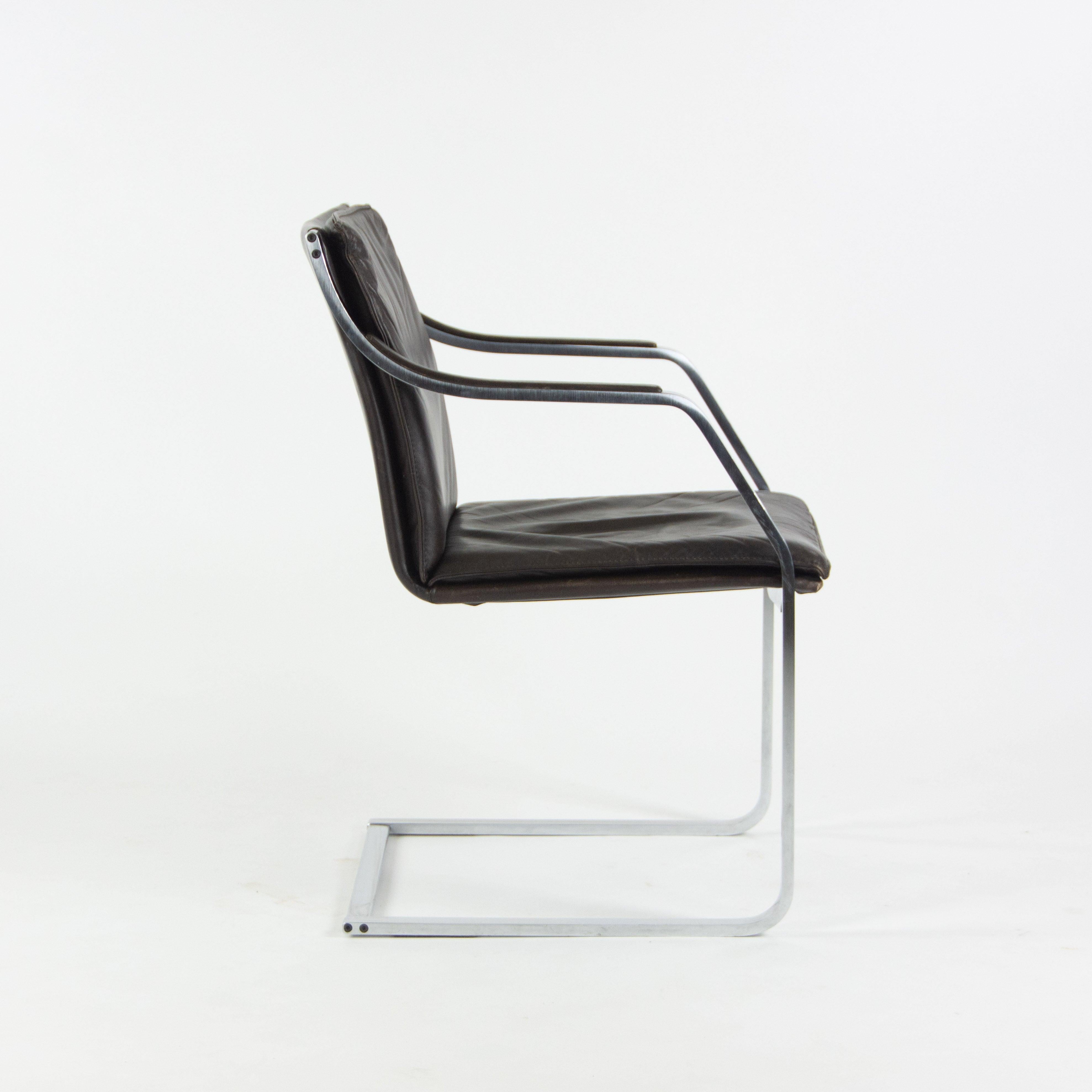 American Rudolf B. Glatzel Vintage Walter Knoll Art Collection Leather & Stainless Chair For Sale