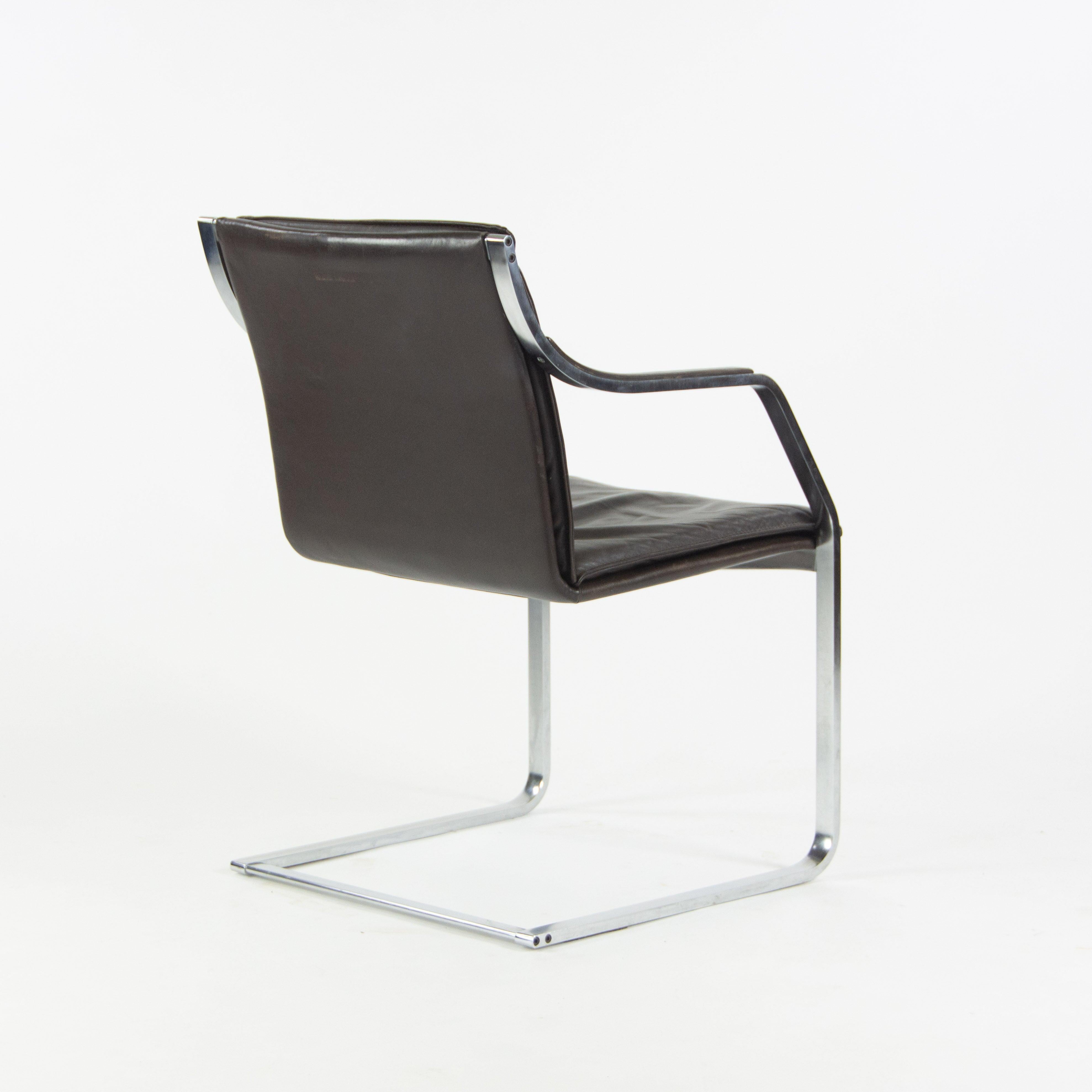 Rudolf B. Glatzel Vintage Walter Knoll Art Collection Leather & Stainless Chair In Good Condition For Sale In Philadelphia, PA