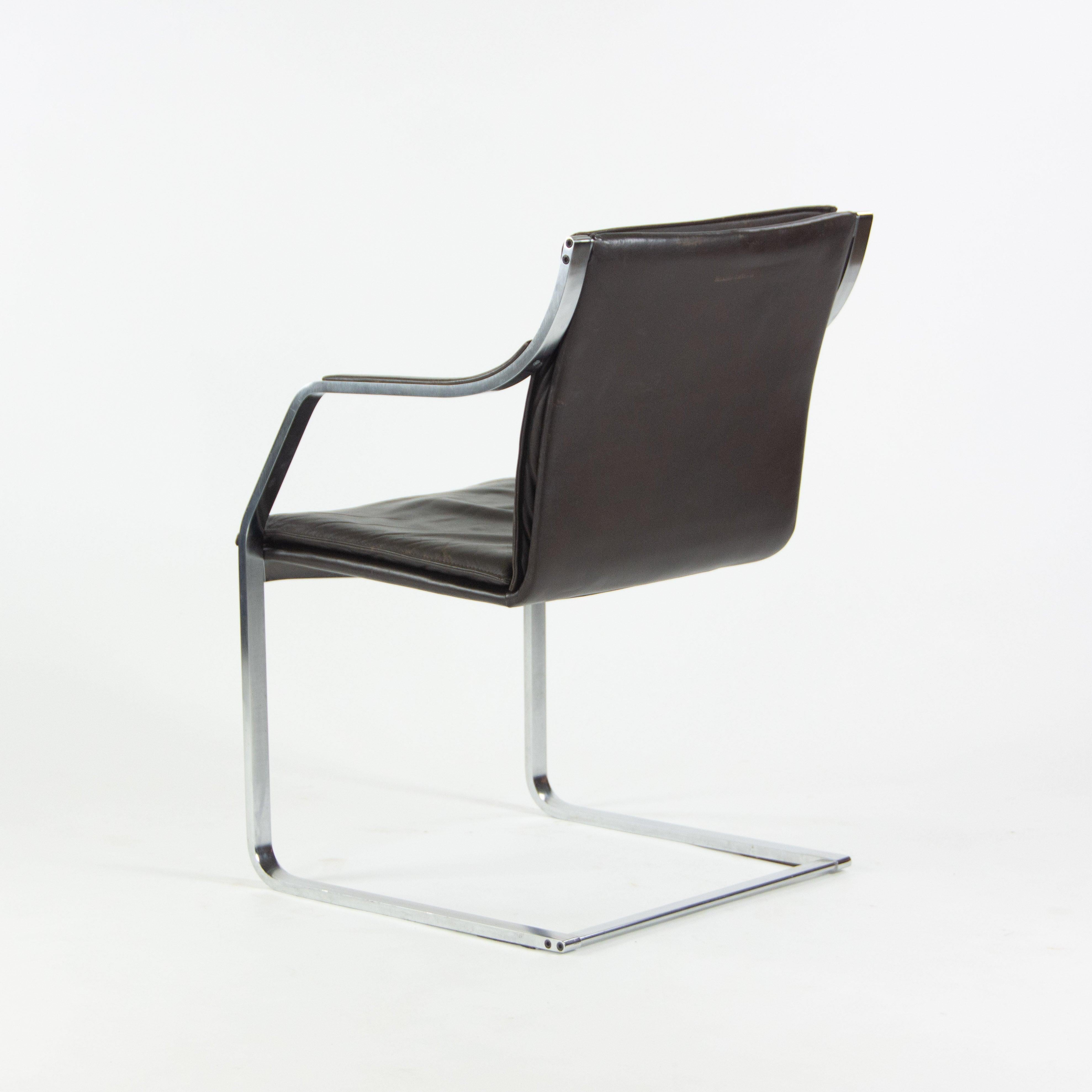 Rudolf B. Glatzel Vintage Walter Knoll Art Collection Leather & Stainless Chair For Sale 1