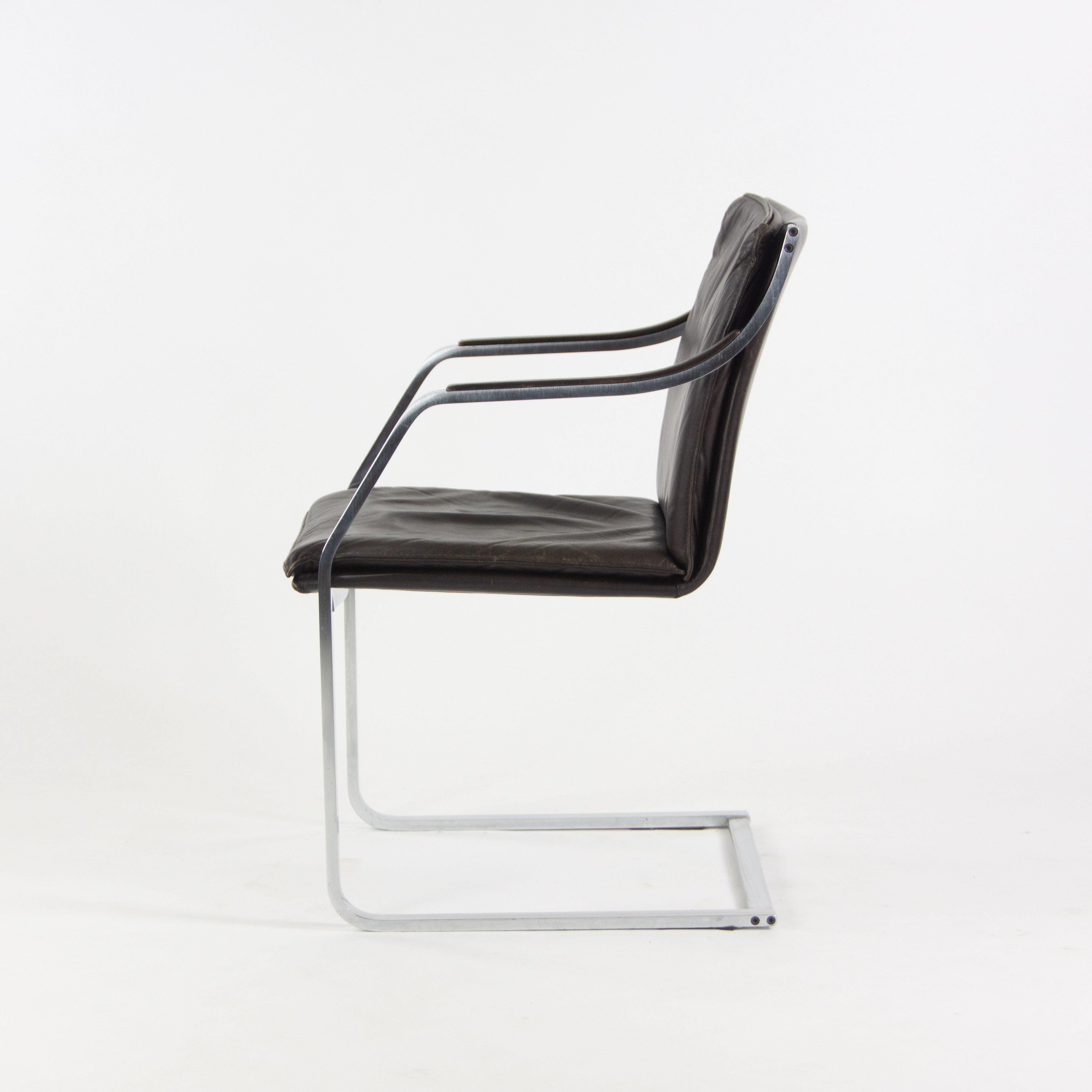 Rudolf B. Glatzel Vintage Walter Knoll Art Collection Leather & Stainless Chair For Sale 1