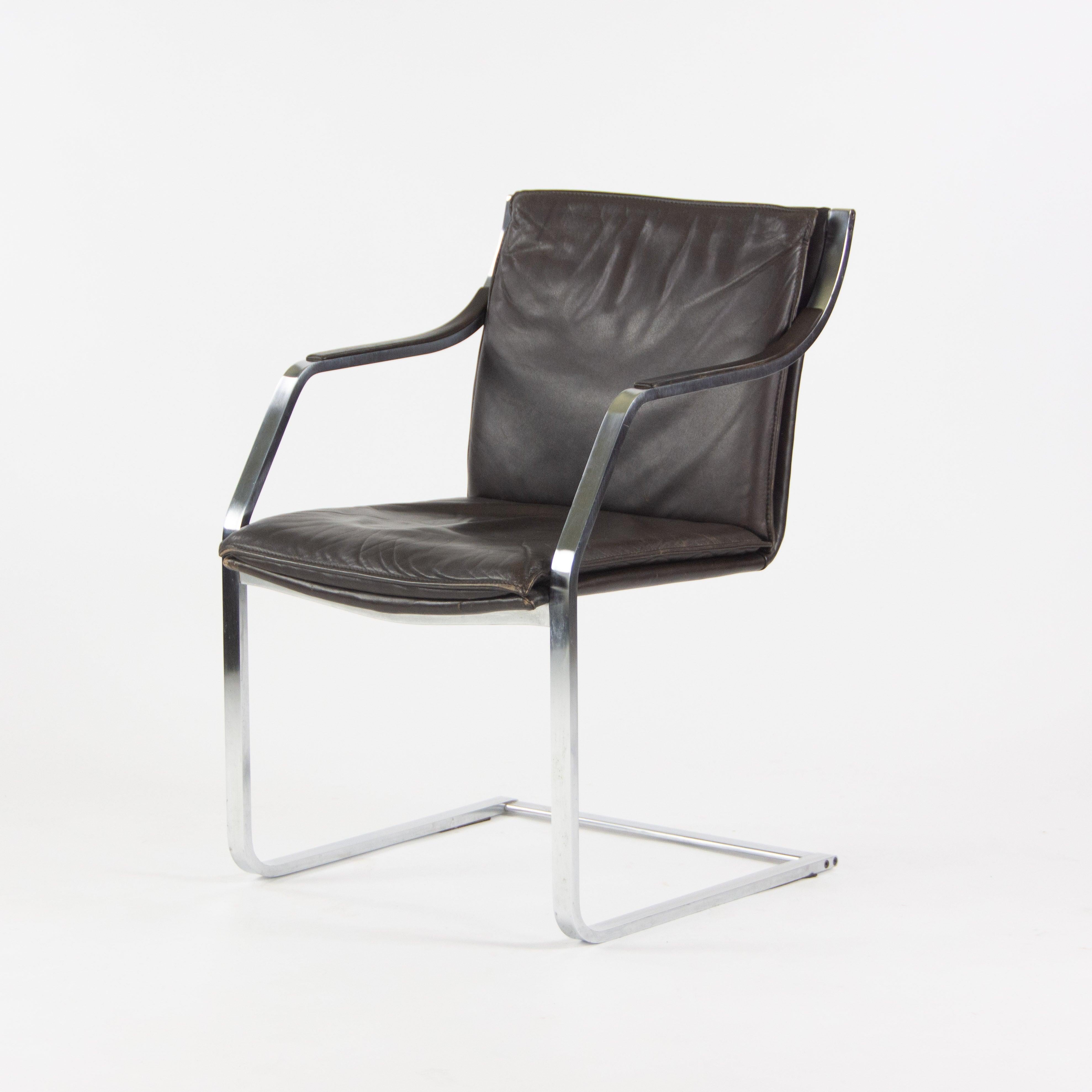 Rudolf B. Glatzel Vintage Walter Knoll Art Collection Leather & Stainless Chair For Sale 3