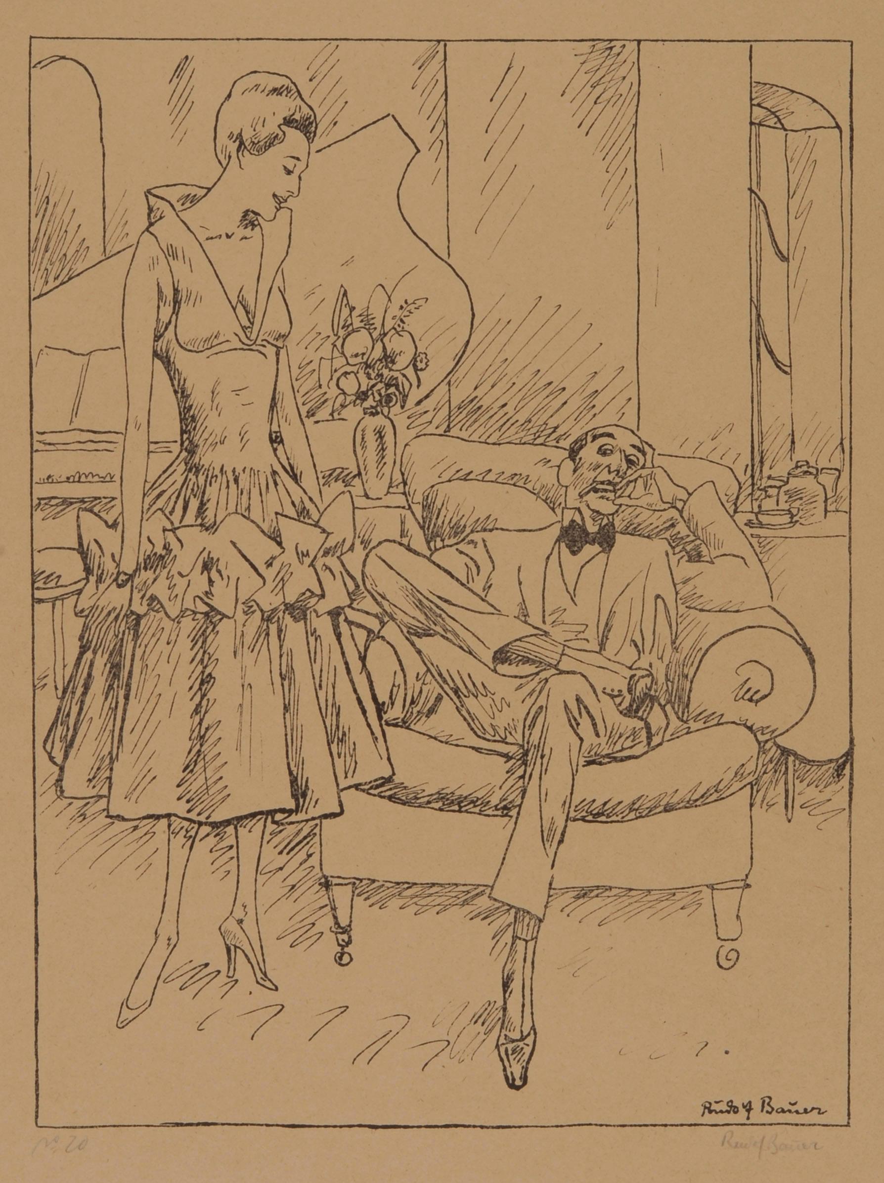In the Salon - Print by Rudolf Bauer