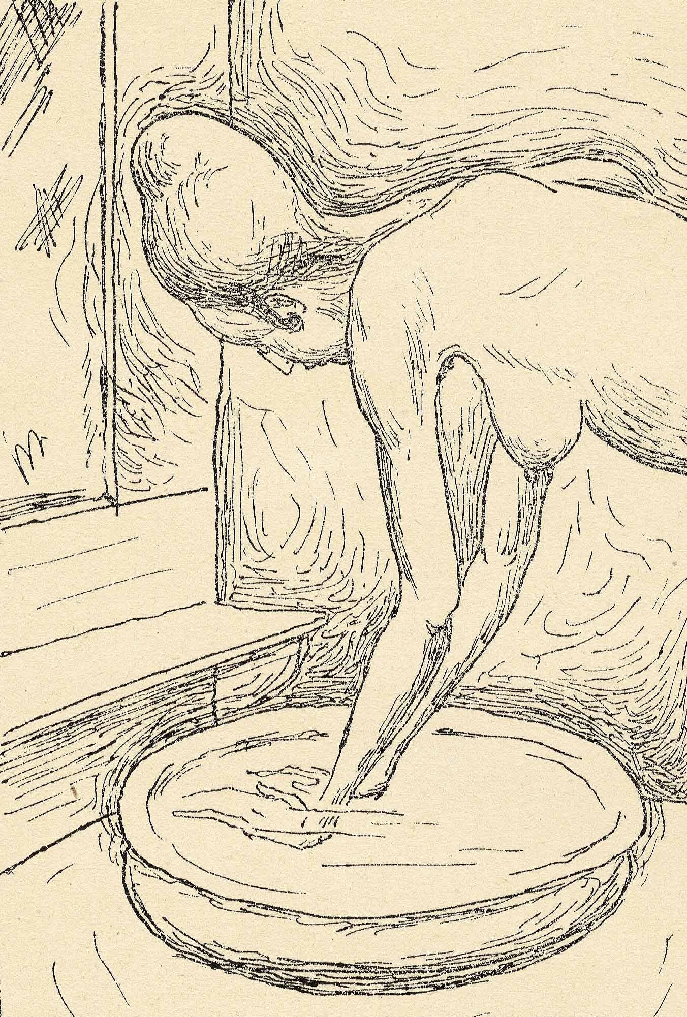 Nude Washing at Basin - Print by Rudolf Bauer