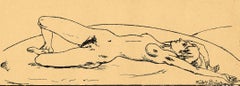 Antique Reclining Full-Frontal Nude with Knee Raised