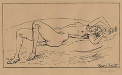 Antique Reclining Nude on Bed
