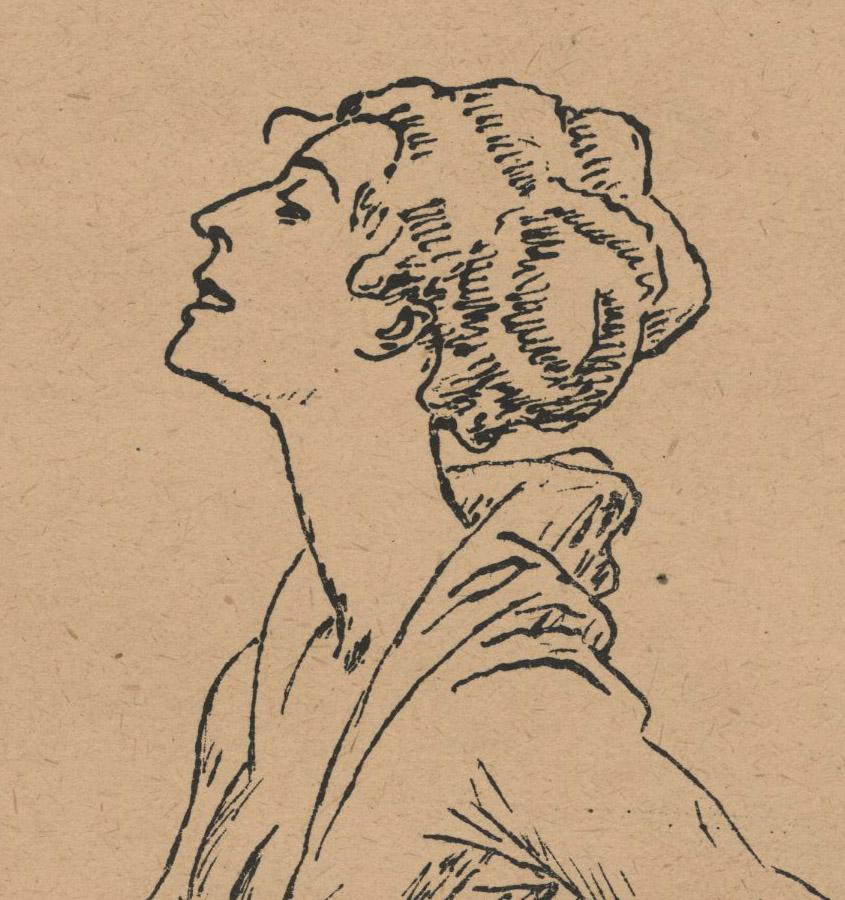 unbetitelt (Frau mit Händen auf den Hüften) – Print von Rudolf Bauer