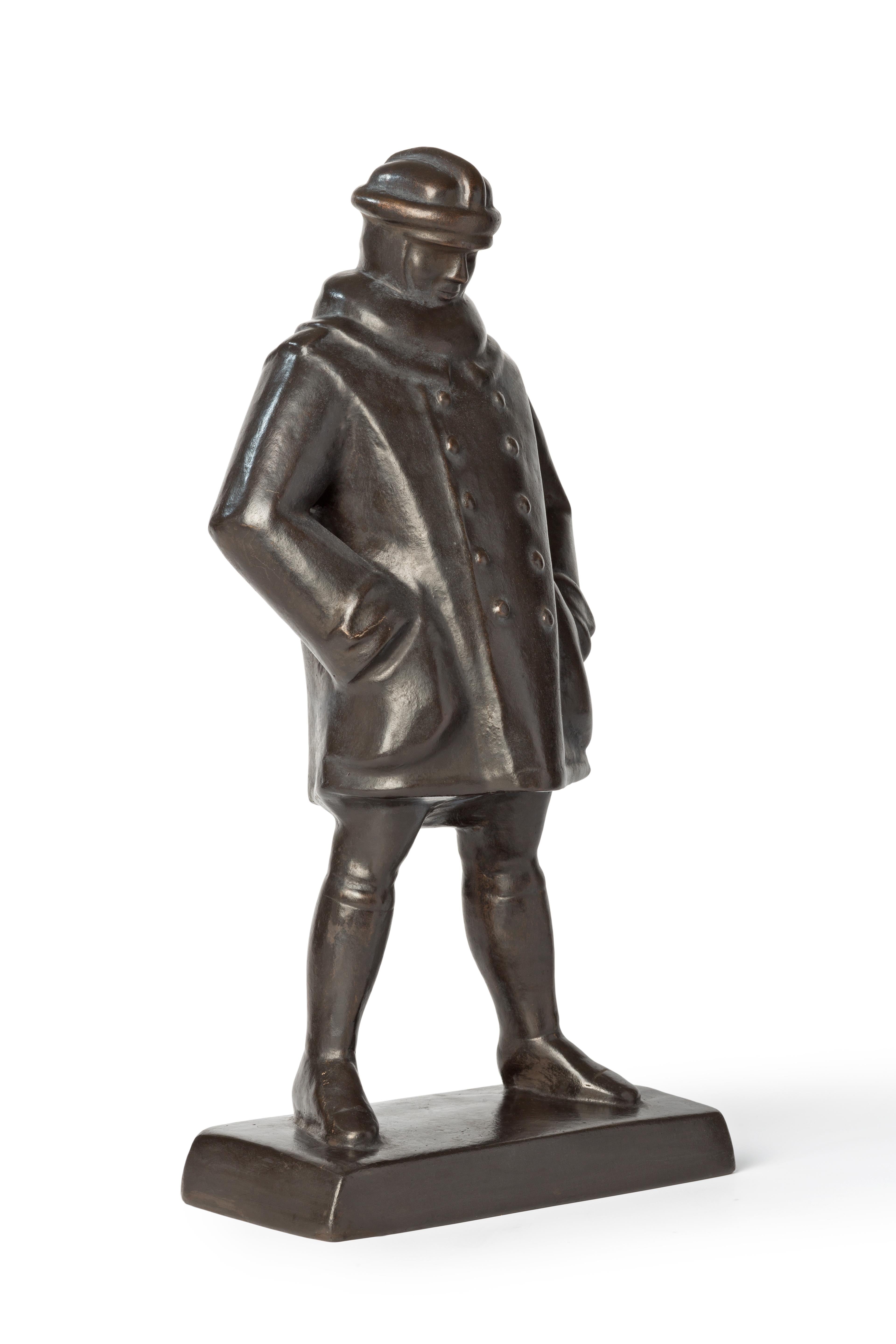 Rudolf Glockenbronze-Statuette des Aviatoren, 1917 – Sculpture von Rudolf Belling
