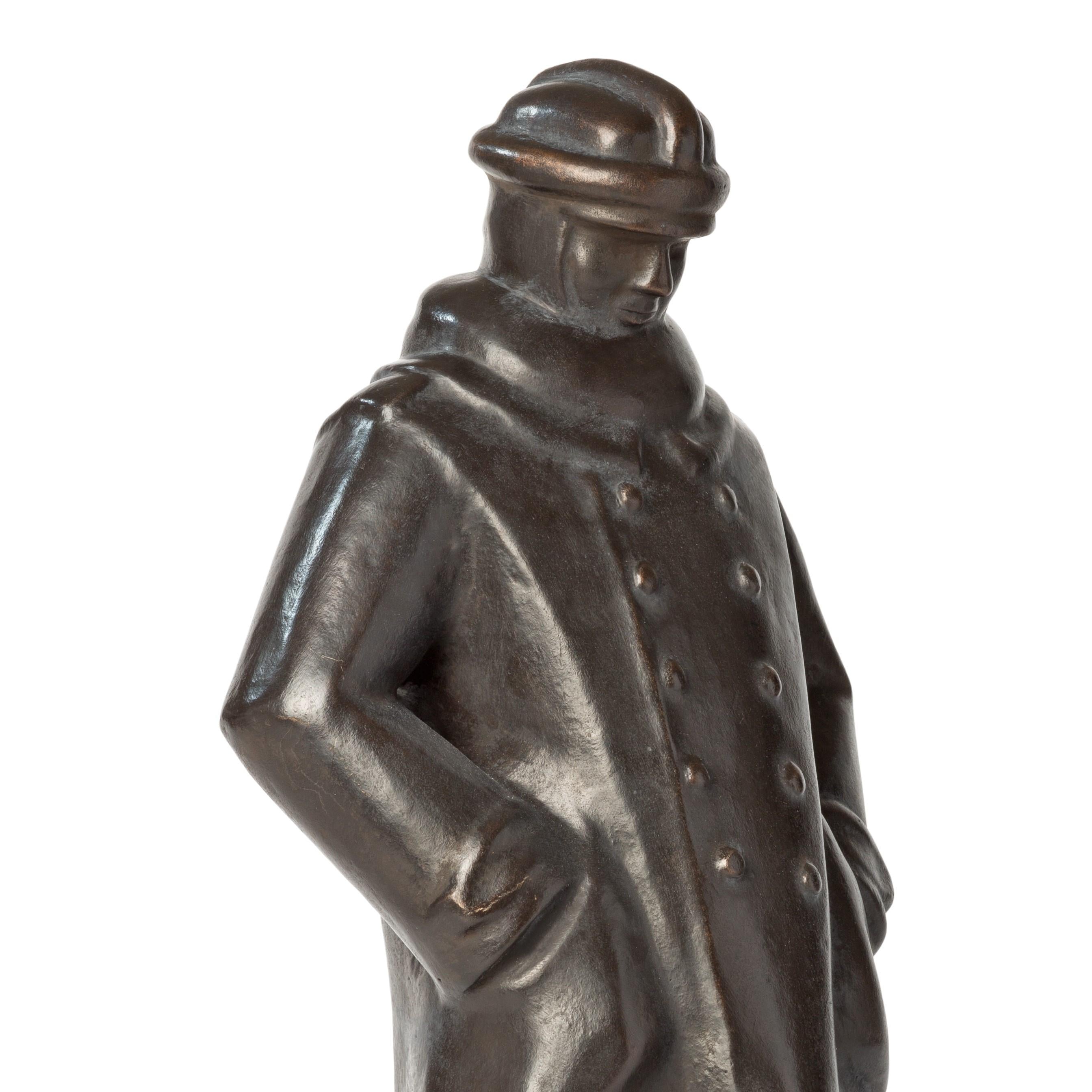 Rudolf Belling Bronze Statuette of Aviator, 1917 For Sale 3