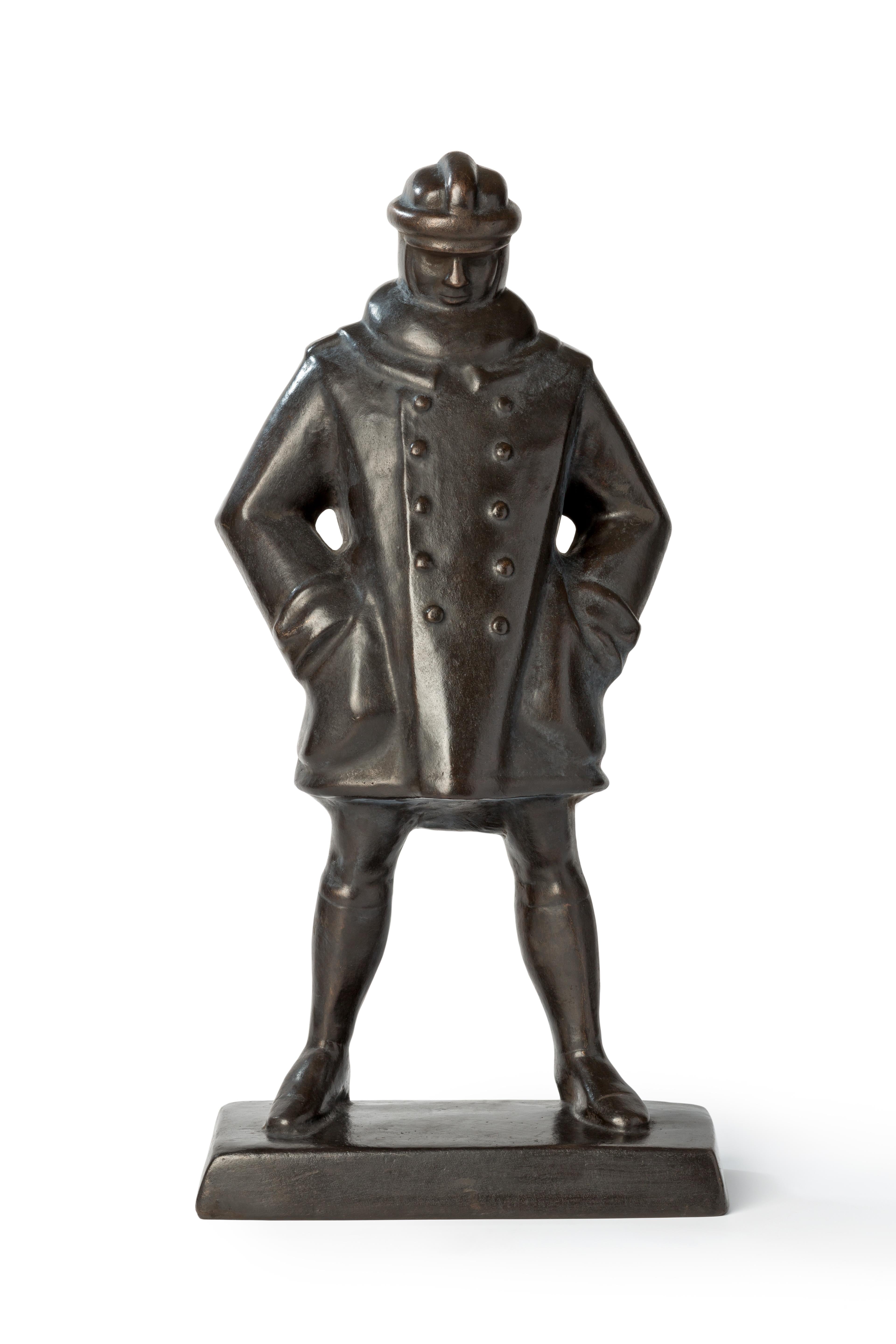 Rudolf Belling Figurative Sculpture – Rudolf Glockenbronze-Statuette des Aviatoren, 1917