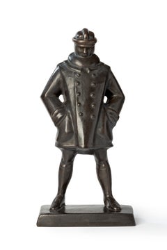 Antique Rudolf Belling Bronze Statuette of Aviator, 1917