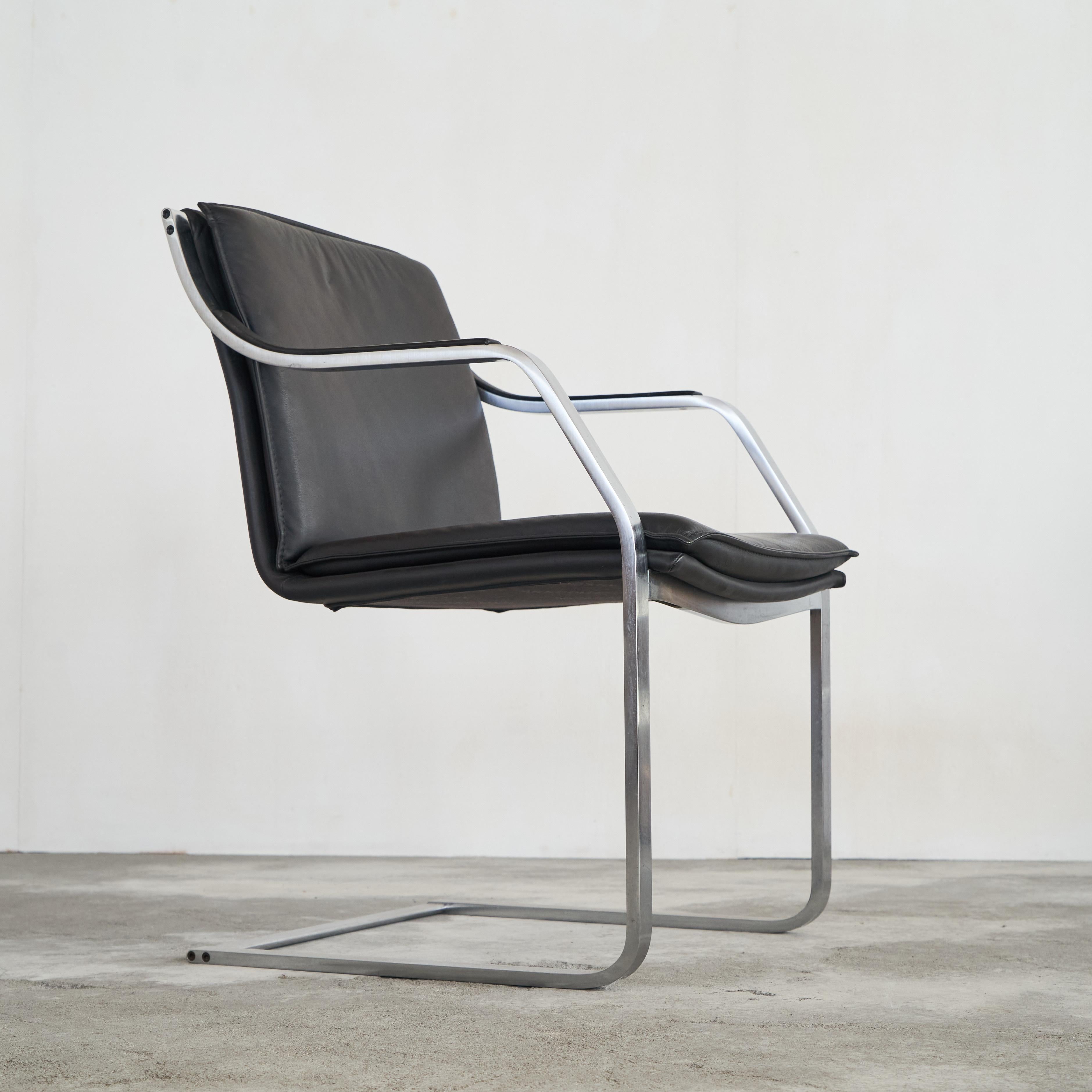 Rudolf Bernd Glatzel Armchair in Steel and Leather for Walter Knoll 1970s For Sale 4