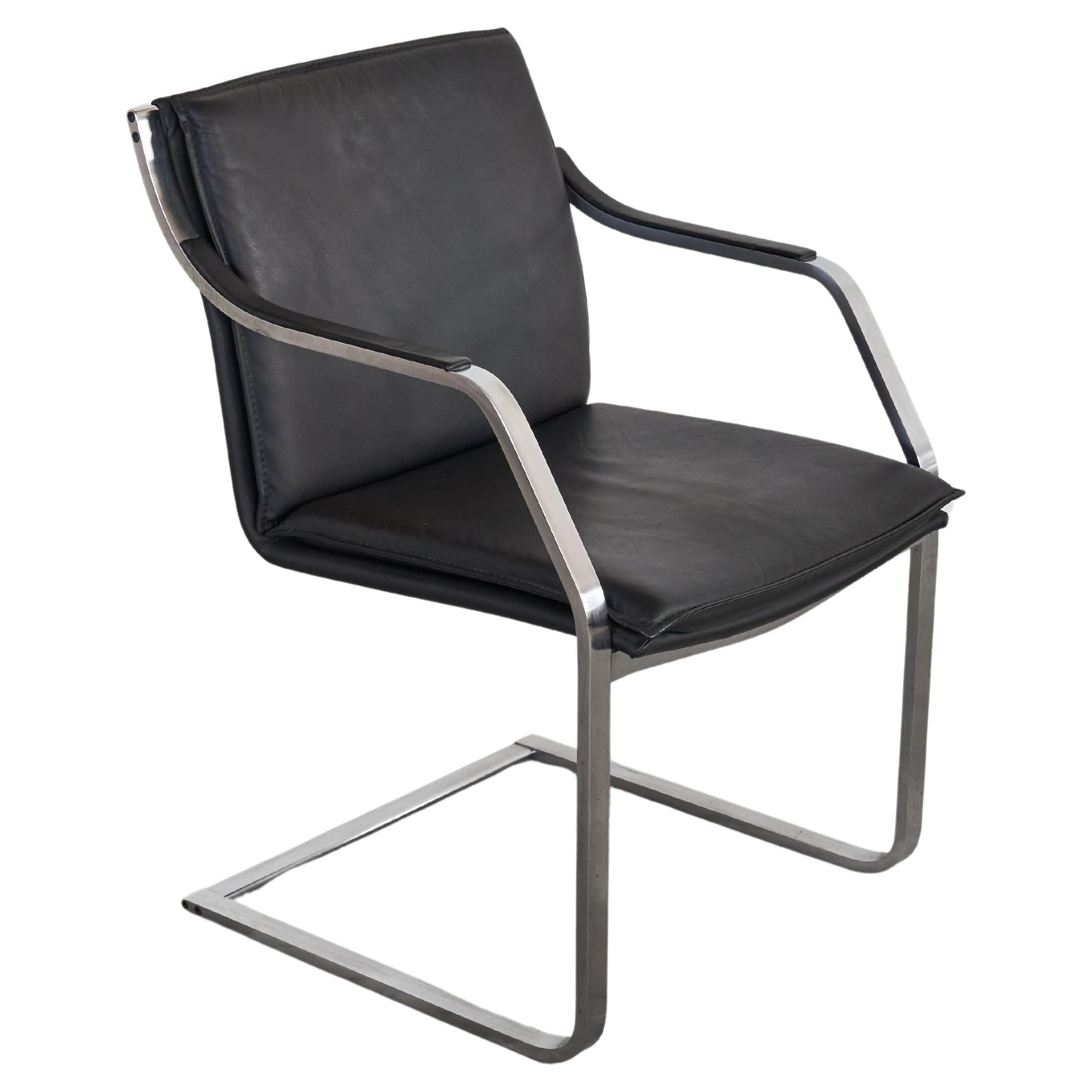 Rudolf Bernd Glatzel Armchair in Steel and Leather for Walter Knoll 1970s For Sale