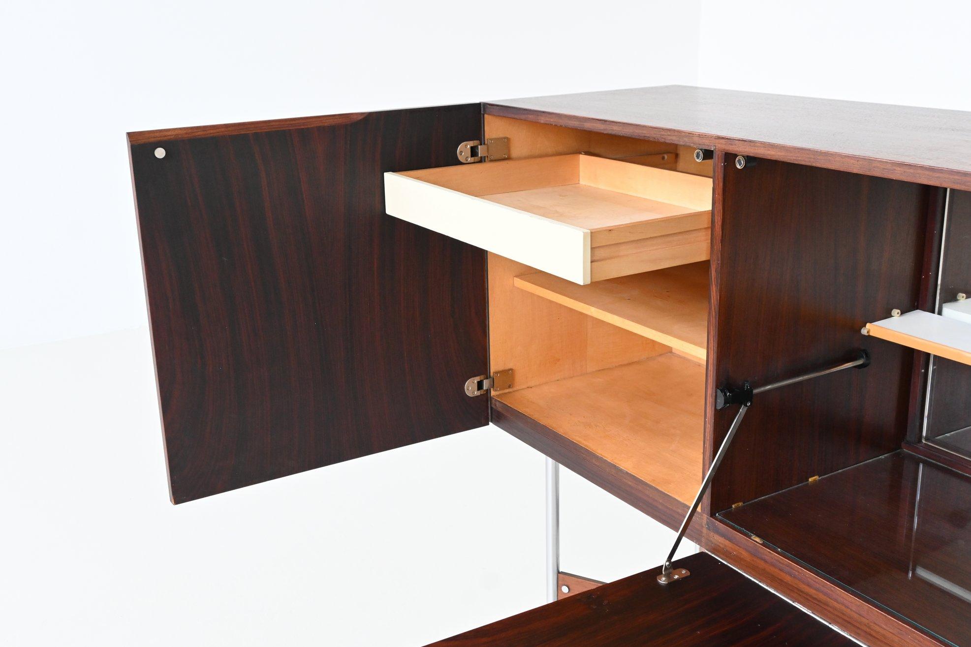 Rudolf Bernd Glatzel Barschrank aus Palisanderholz Fristho Niederlande 1956 (Stahl) im Angebot