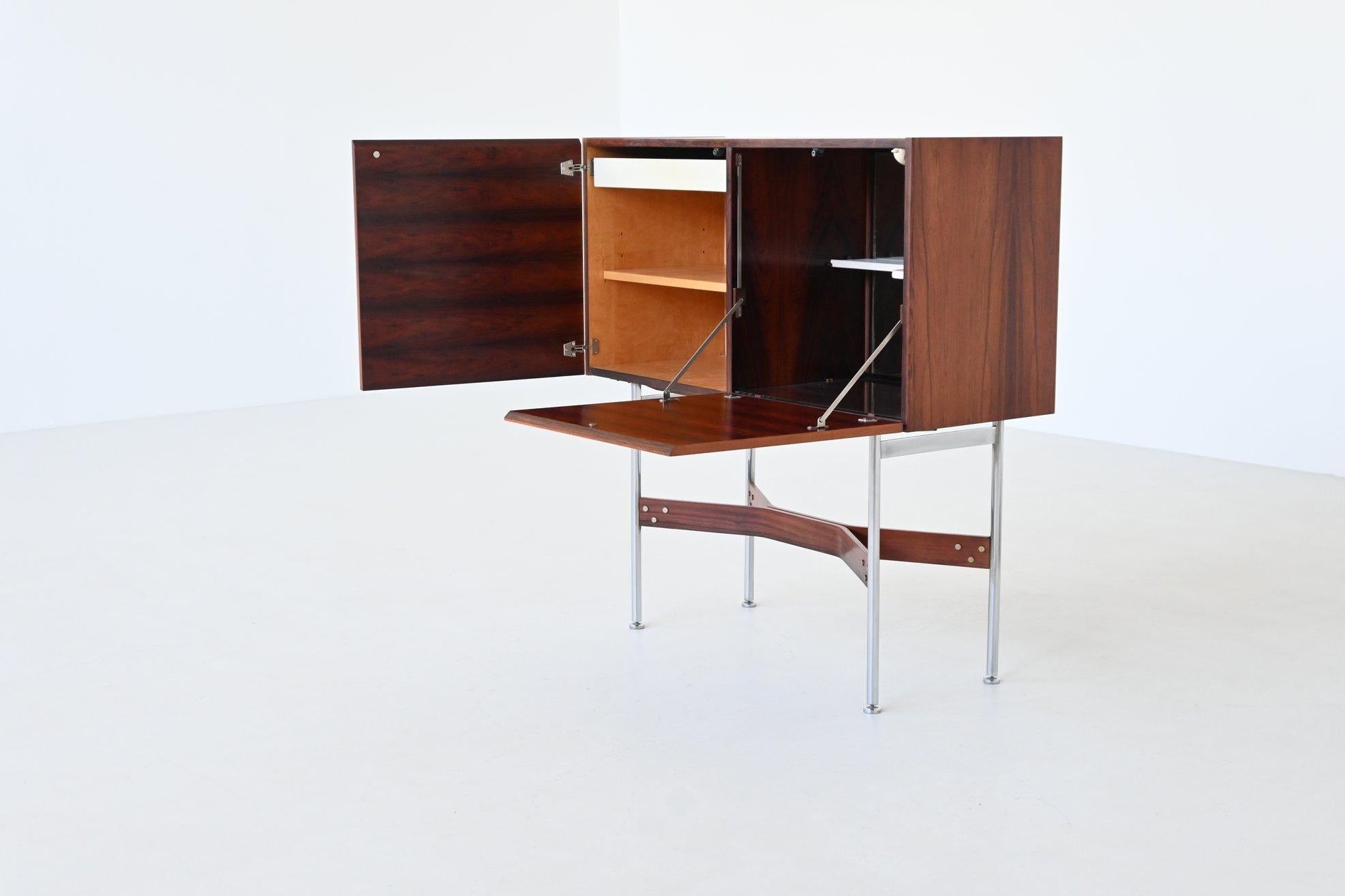 Dutch Rudolf Bernd Glatzel rosewood bar cabinet Fristho The Netherlands 1956 For Sale