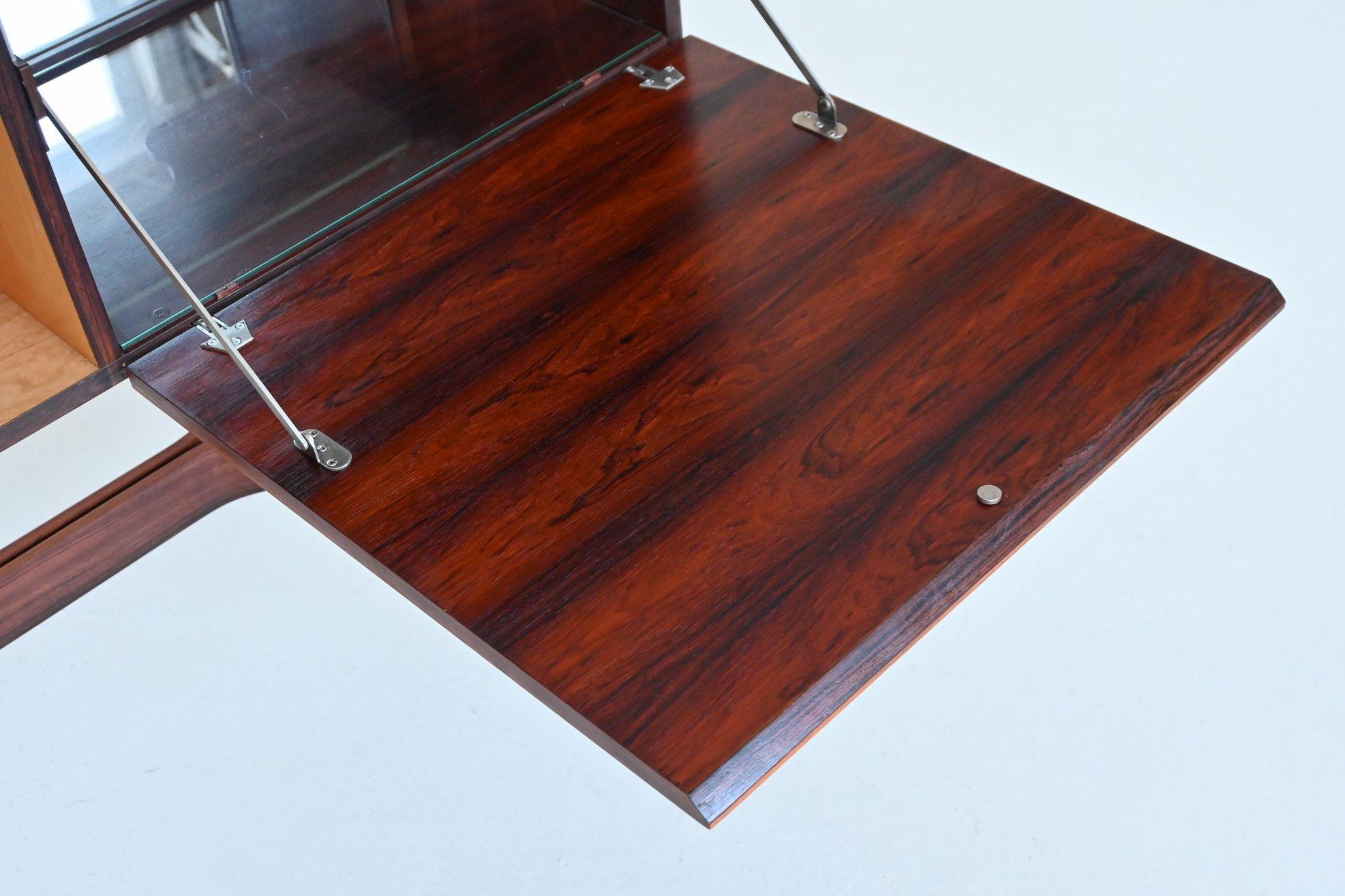 Steel Rudolf Bernd Glatzel rosewood bar cabinet Fristho The Netherlands 1956 For Sale