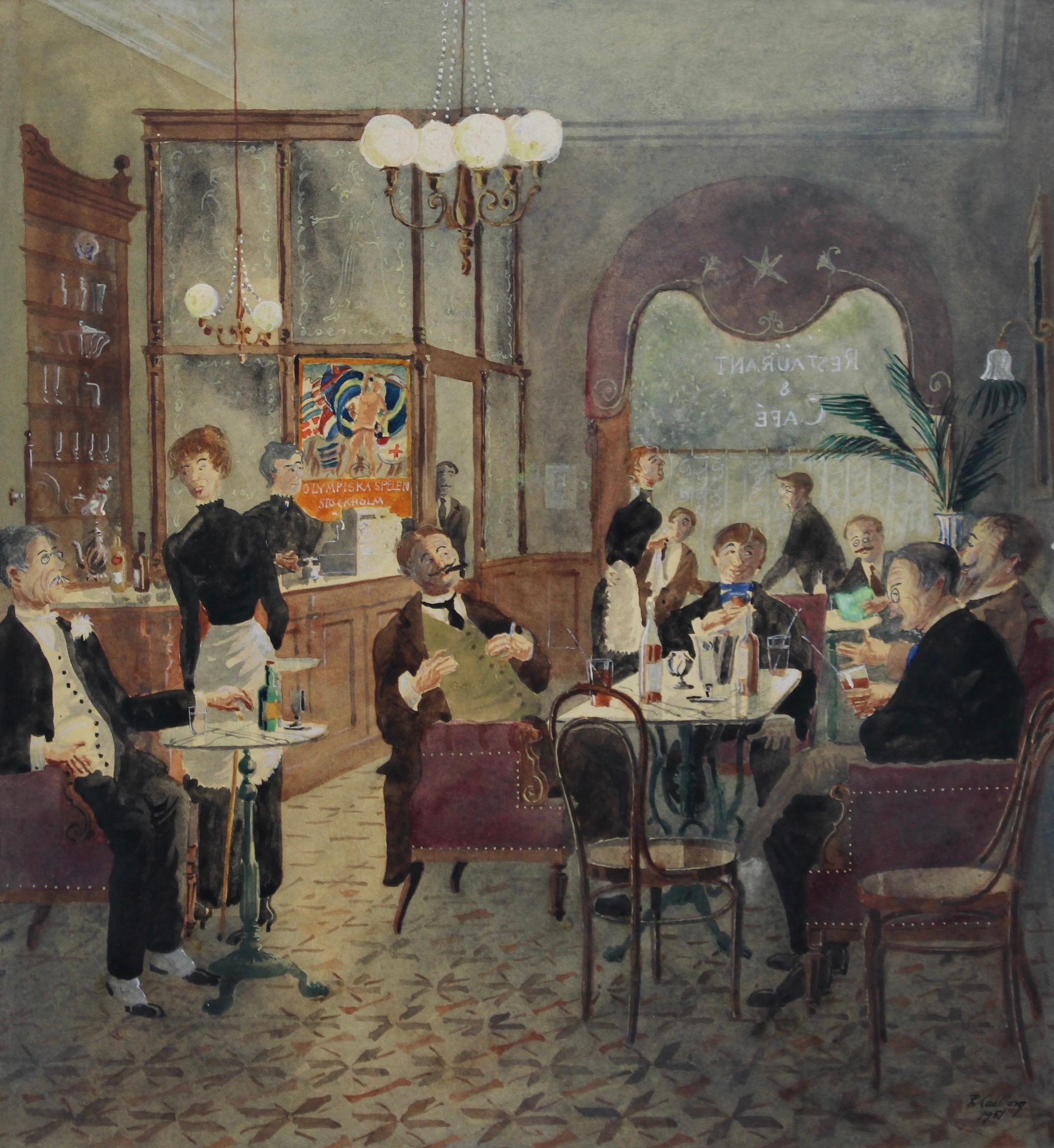Rudolf Carlborg Figurative Painting - Stockholm Restaurant and Café