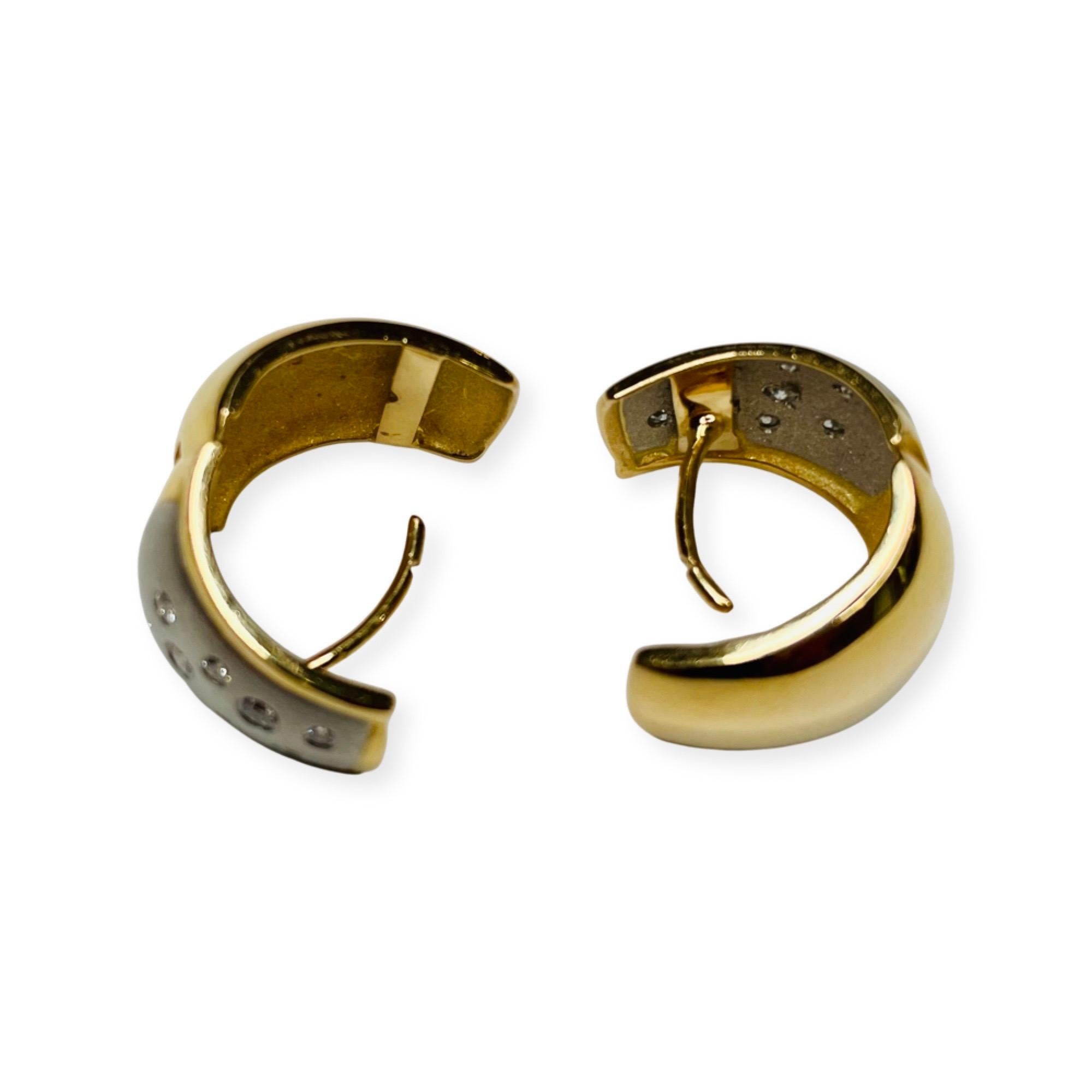 Round Cut Rudolf Erdel 18K Yellow Gold, Platinum and Diamond Reversible Huggie Earrings For Sale