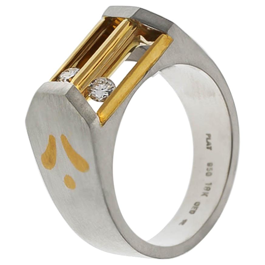 Rudolf Erdel Contemporary Design Platinum and 18 Karat Diamond Ring For Sale