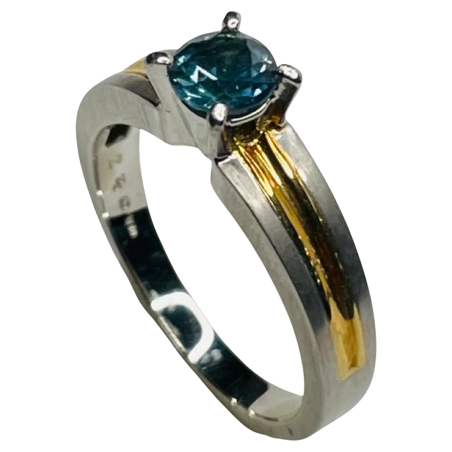 Rudolf Erdel Platinum, 18K Yellow and Montana Sapphire Engagement Ring