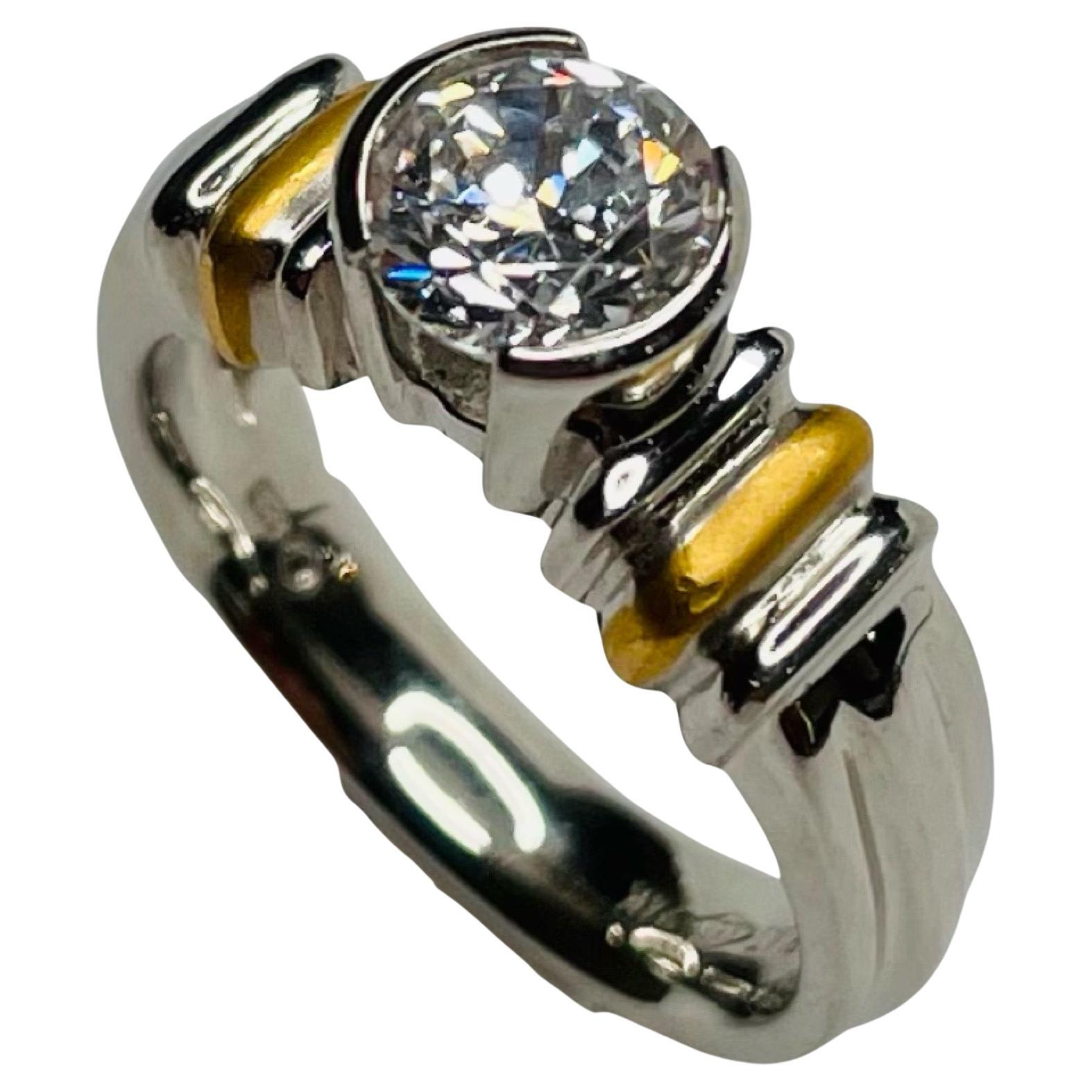 Rudolf Erdel Platinum, 24K Engagement Ring For Sale