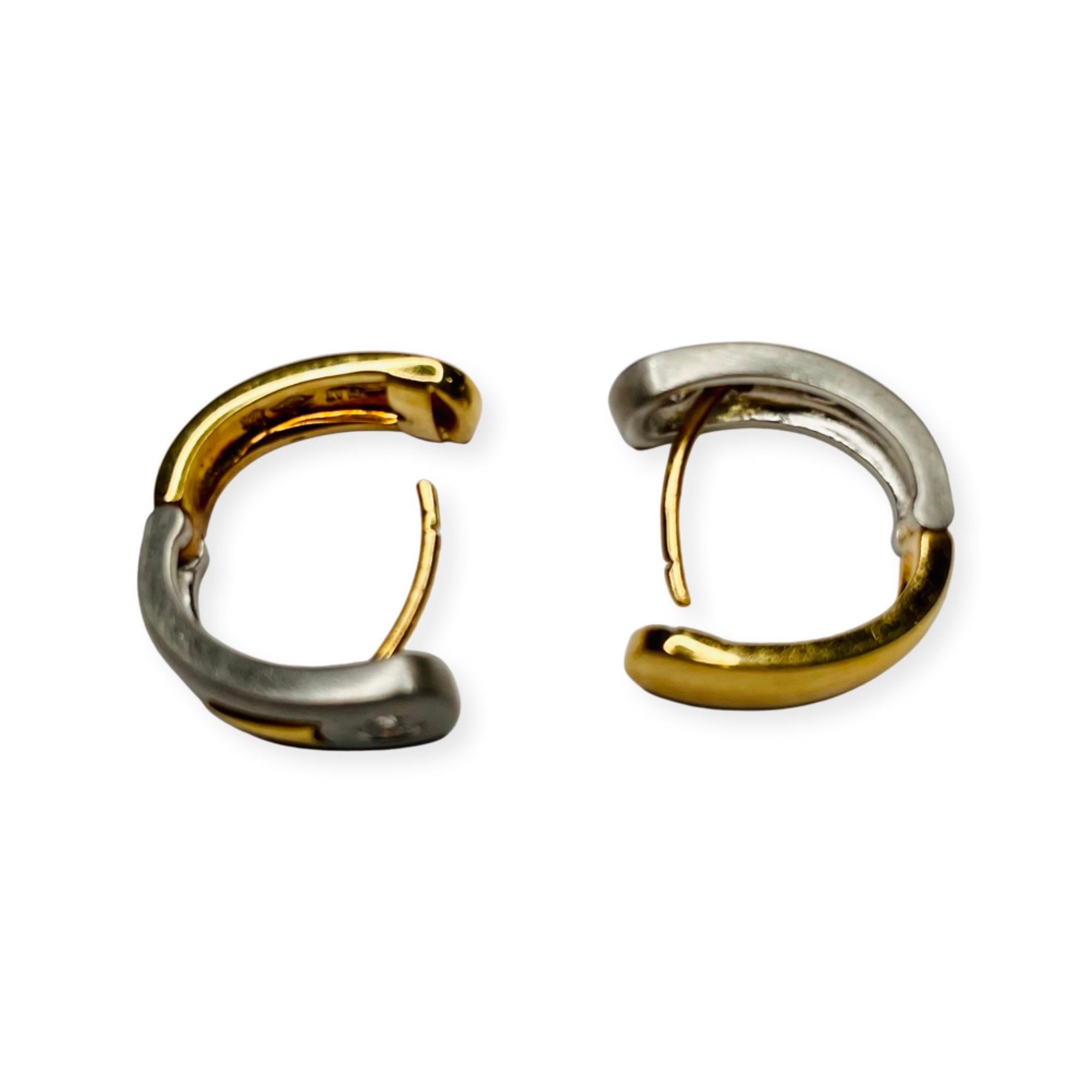 Contemporary Rudolf Erdel Platinum and 18K Yellow Gold Diamond Reversible Huggie Earrings