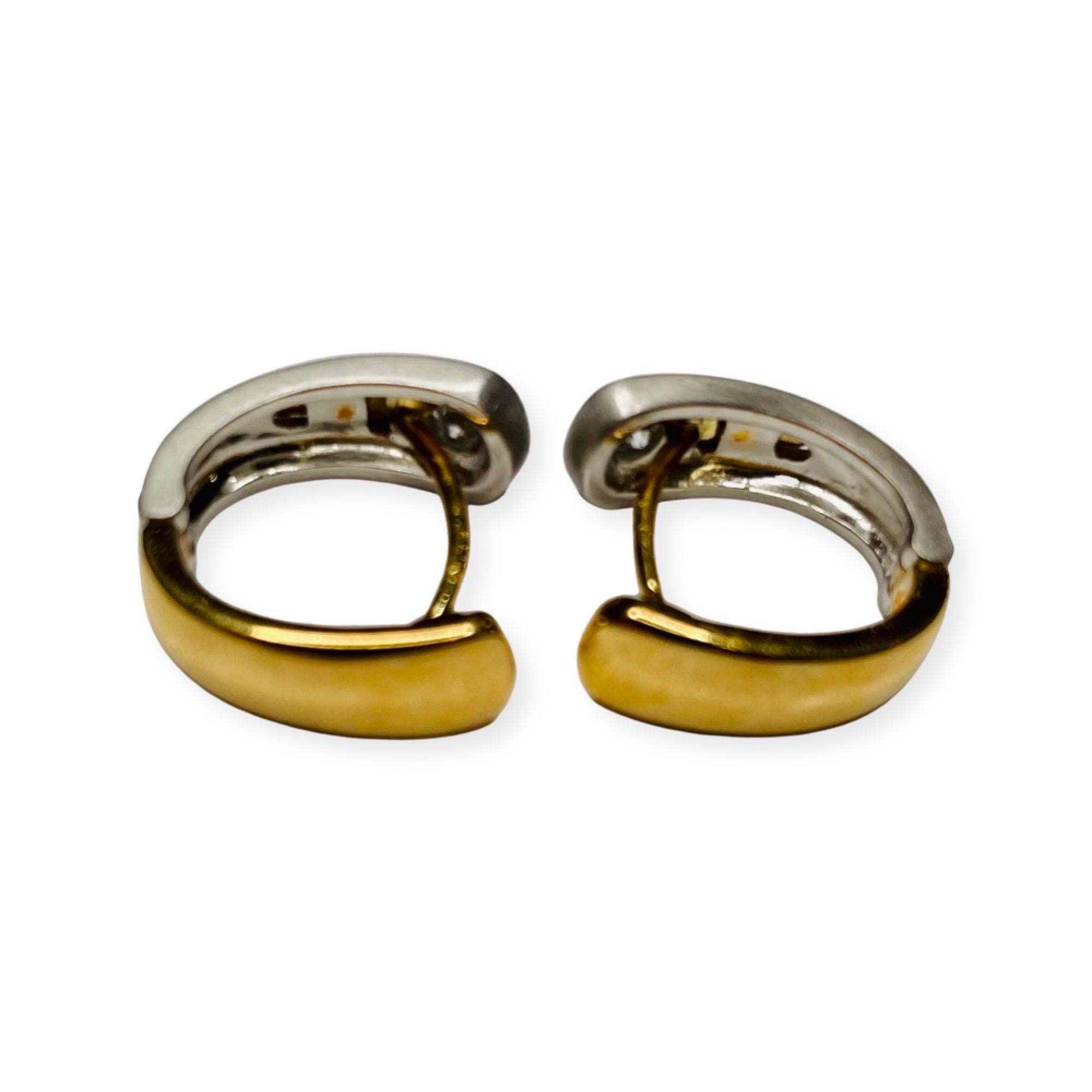 Round Cut Rudolf Erdel Platinum and 18K Yellow Gold Diamond Reversible Huggie Earrings