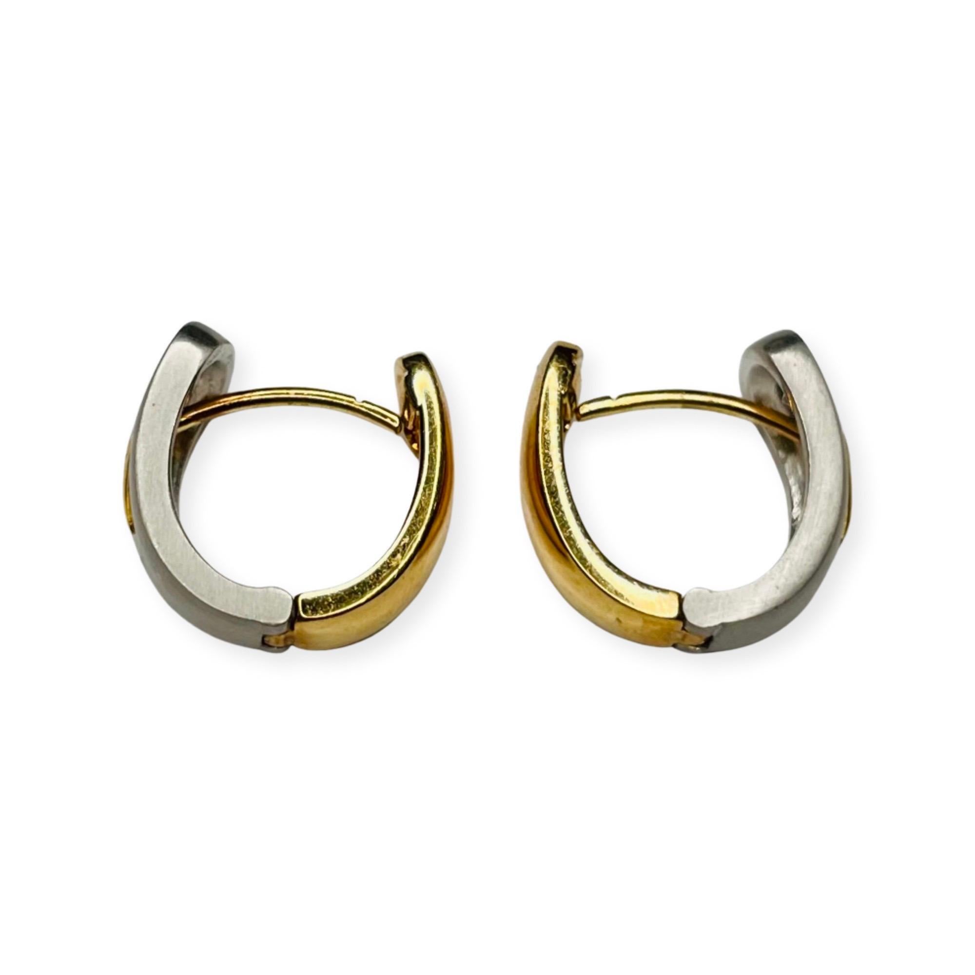 Rudolf Erdel Platinum and 18K Yellow Gold Diamond Reversible Huggie Earrings In New Condition In Kirkwood, MO