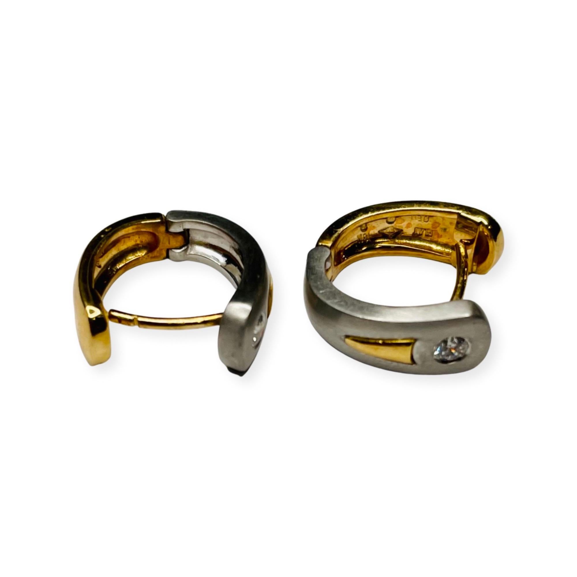 Women's Rudolf Erdel Platinum and 18K Yellow Gold Diamond Reversible Huggie Earrings
