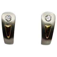 Rudolf Erdel Platinum and 18K Yellow Gold Diamond Reversible Huggie Earrings