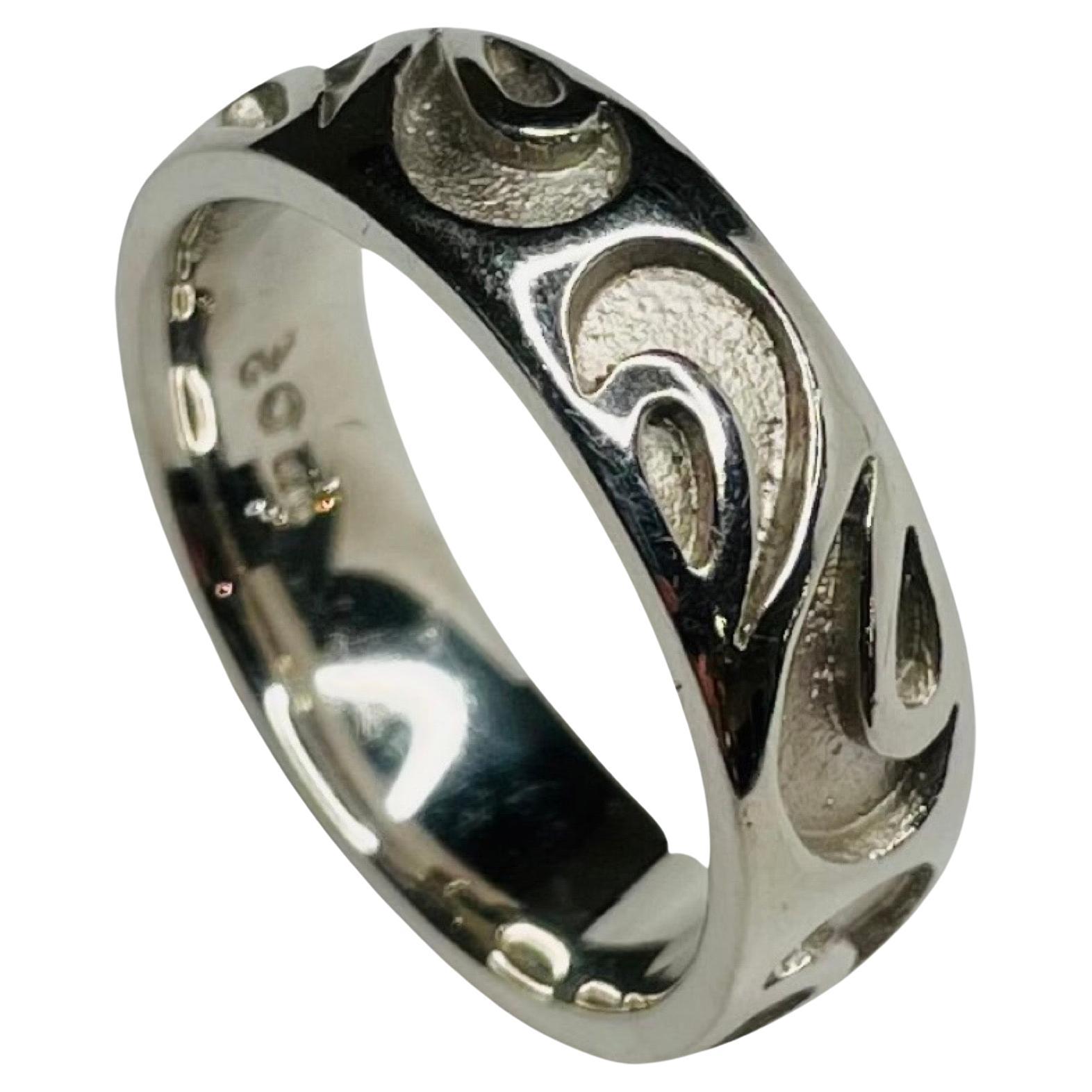 Rudolf Erdel Platinum Wedding Band with Wave Pattern For Sale