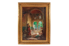 19th Century Italian Orientalist Masterpiece Painting "Four Women In The Harem"