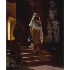 Large Oil Painting of A Dervish Man Rudolf Ernst 