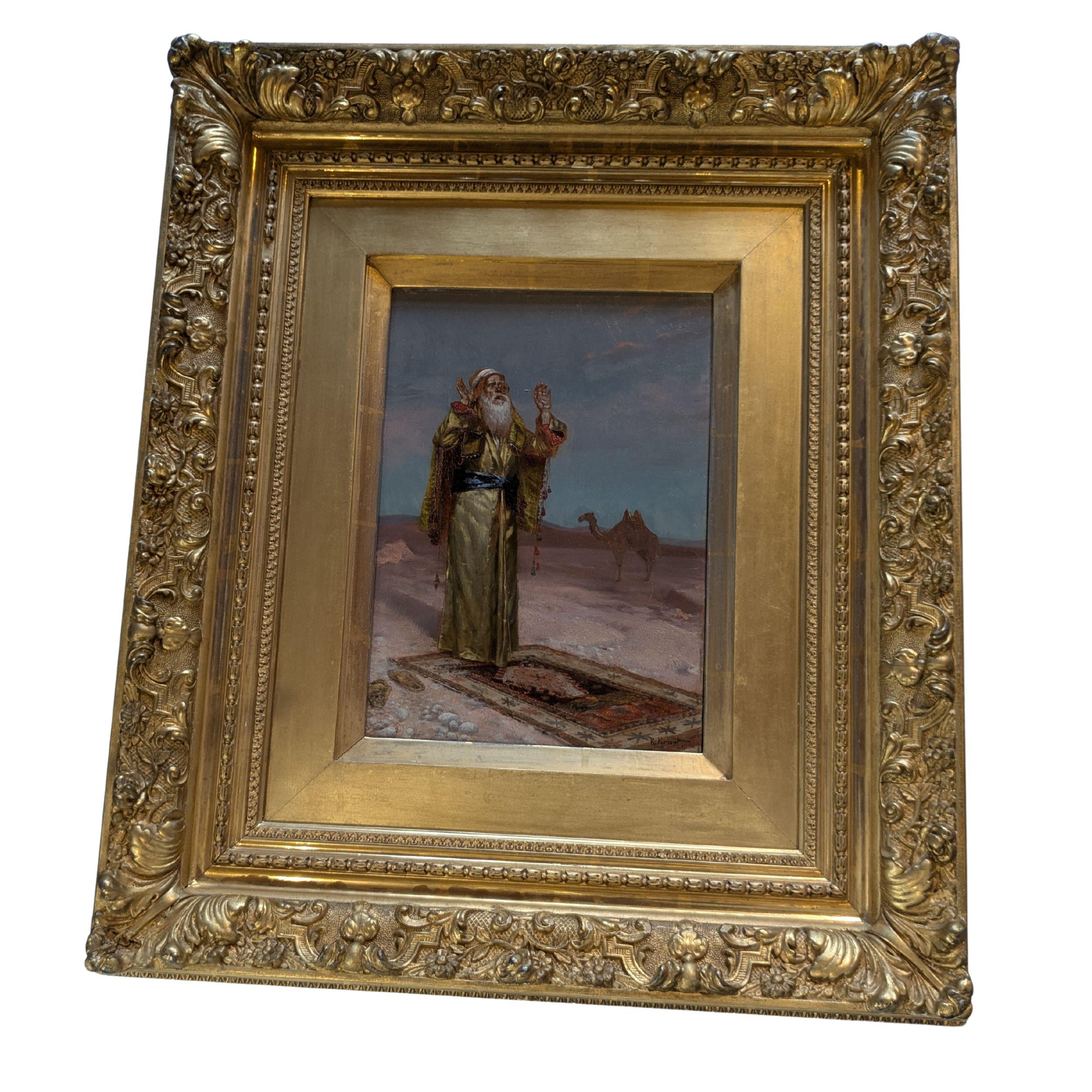 Preghiera nel deserto di Rudolf Ernst, Olio su pannello del XIX secolo in vendita 1