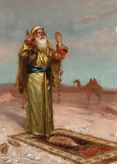 Preghiera nel deserto di Rudolf Ernst, Olio su pannello del XIX secolo