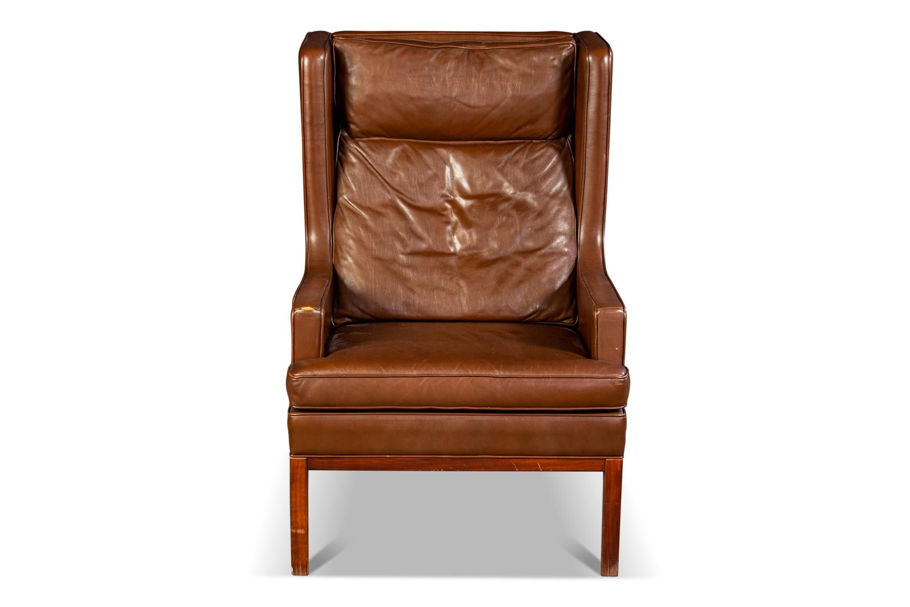 Mid-Century Modern Rudolf Glatzel Highback Leather Lounge Chair