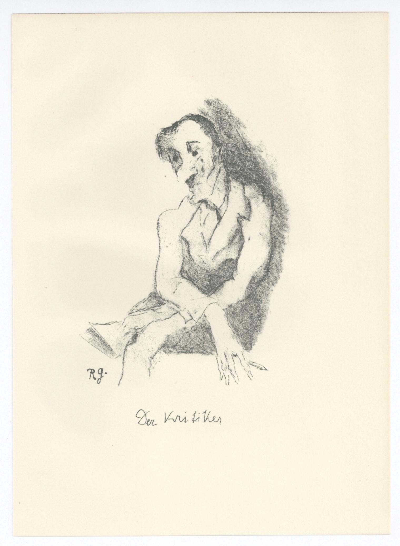 „Der Kritiker“ Originallithographie – Print von Rudolf Grossmann