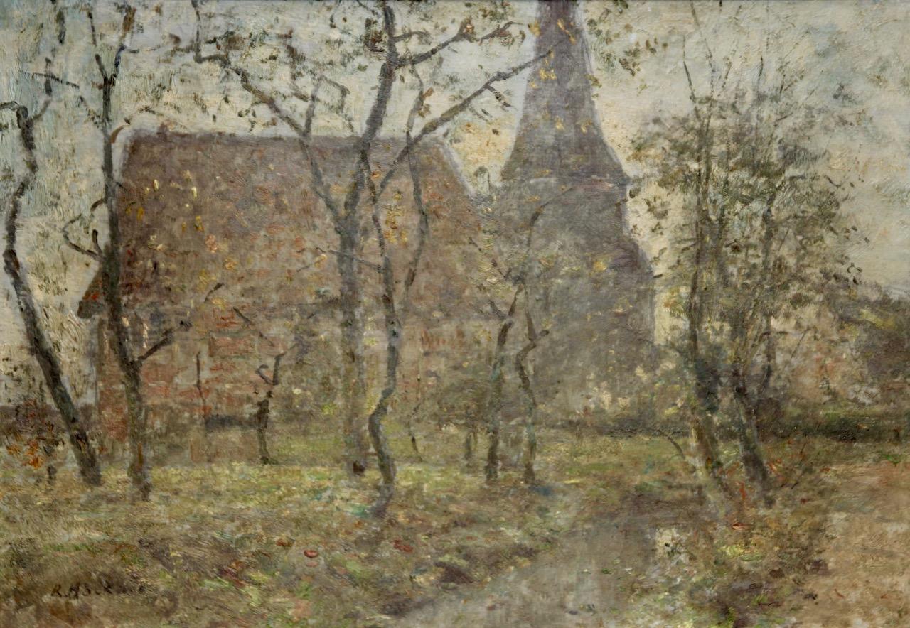 Rudolf Höckner, Village view in the forest. For Sale 3