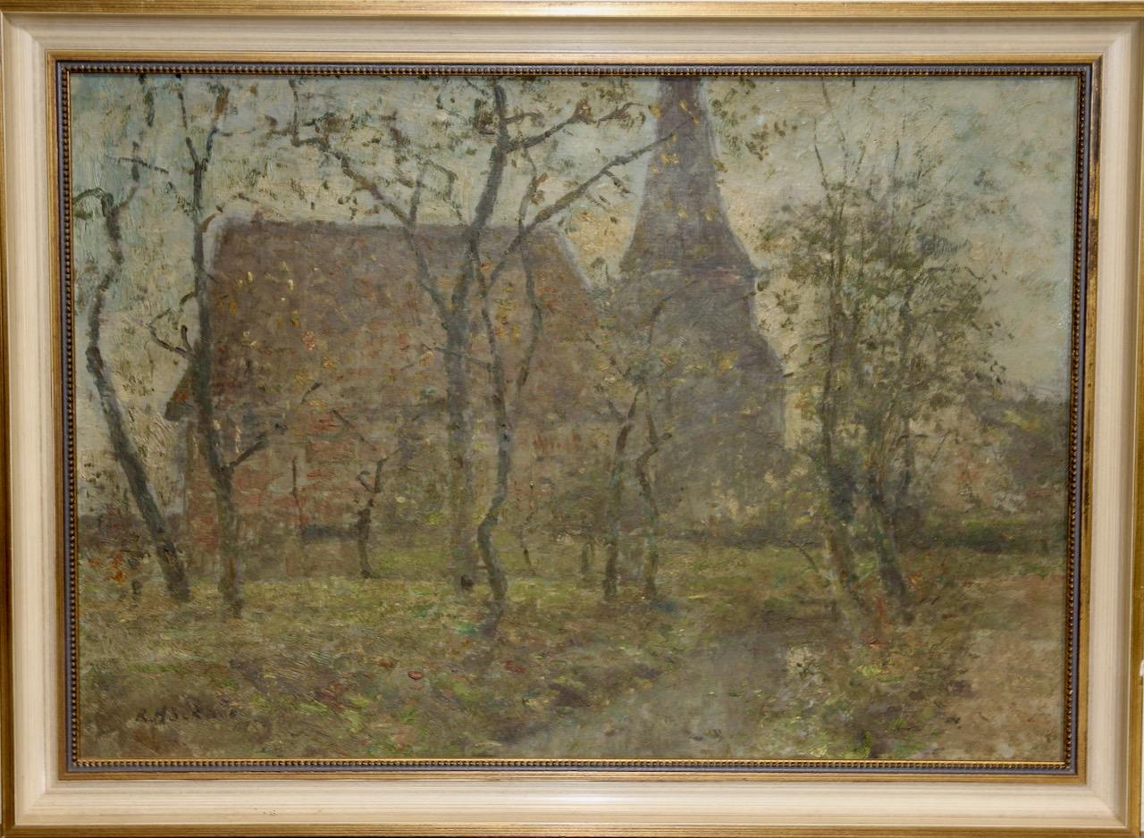 Rudolf Höckner, Village view in the forest.

Dimensions WITH frame in cm 40.5 x 55