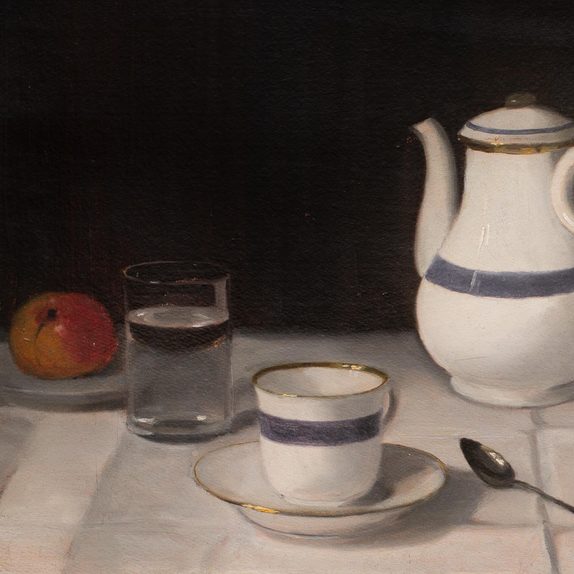 Peinture de nature morte de l'artiste hongrois Rudolf Heverdle, huile sur carton, signée 4