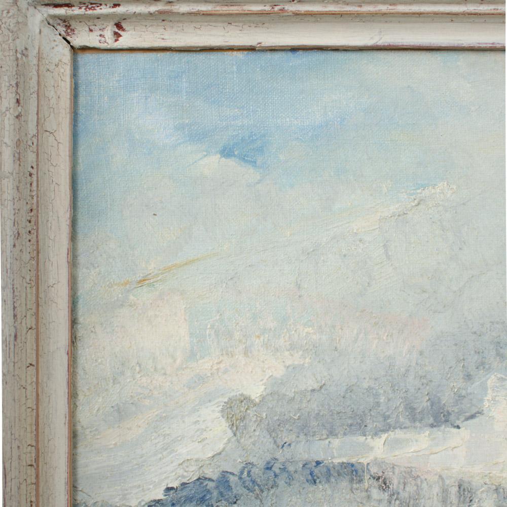 Toile Rudolf Jacobi (allemand, 1889 - 1972), village recouvert de neige, huile sur toile en vente
