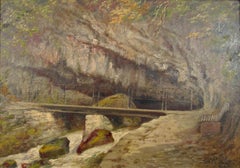 Rudolf Johann Weiss ( 1846 – 1933 ) Twannbach Cave Oil Painting Switzerland 1926