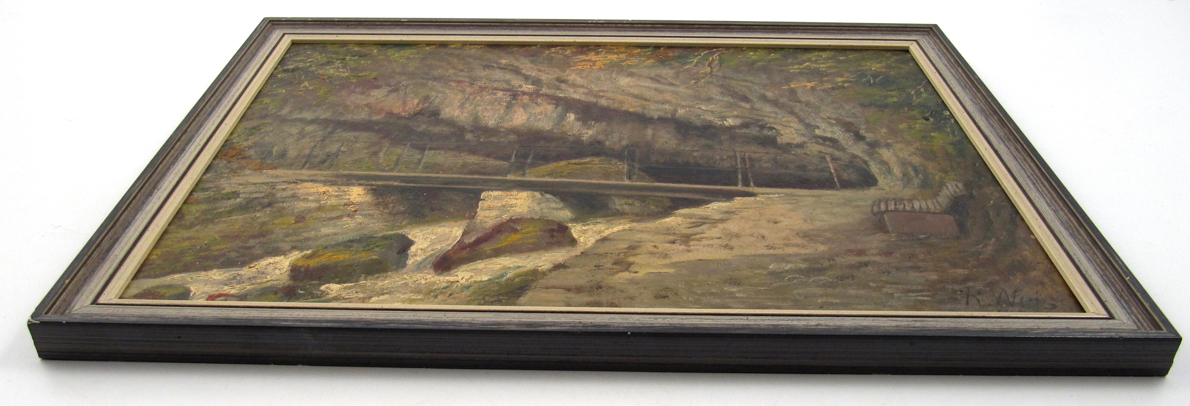 Rudolf Johann Weiss ( 1846 - 1933 ) Twannbachhöhle Ölgemälde Schweiz 1926 im Angebot 4