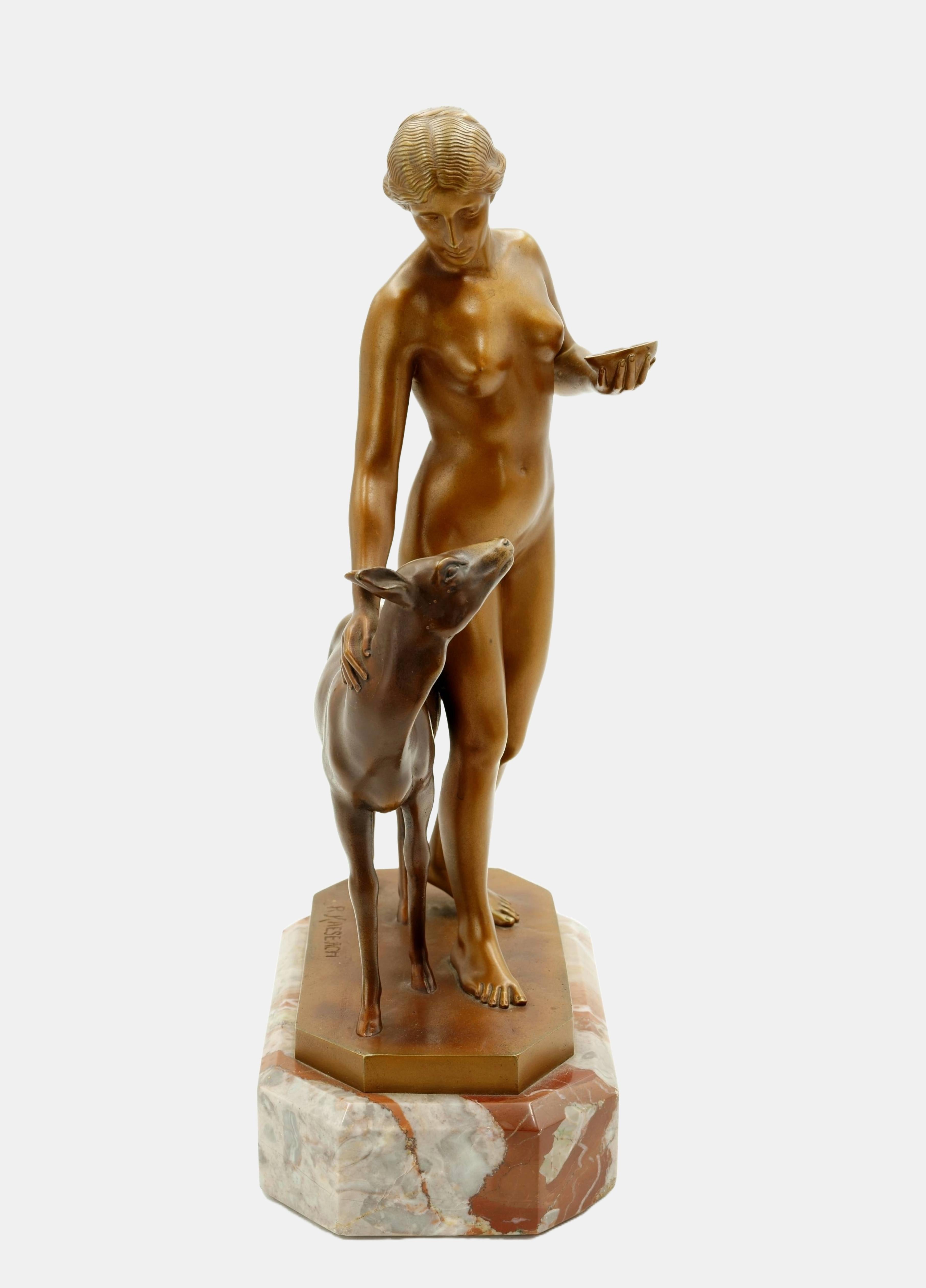 idyllique / - Soulmate - - Jugendstil Sculpture par Rudolf Kaesbach