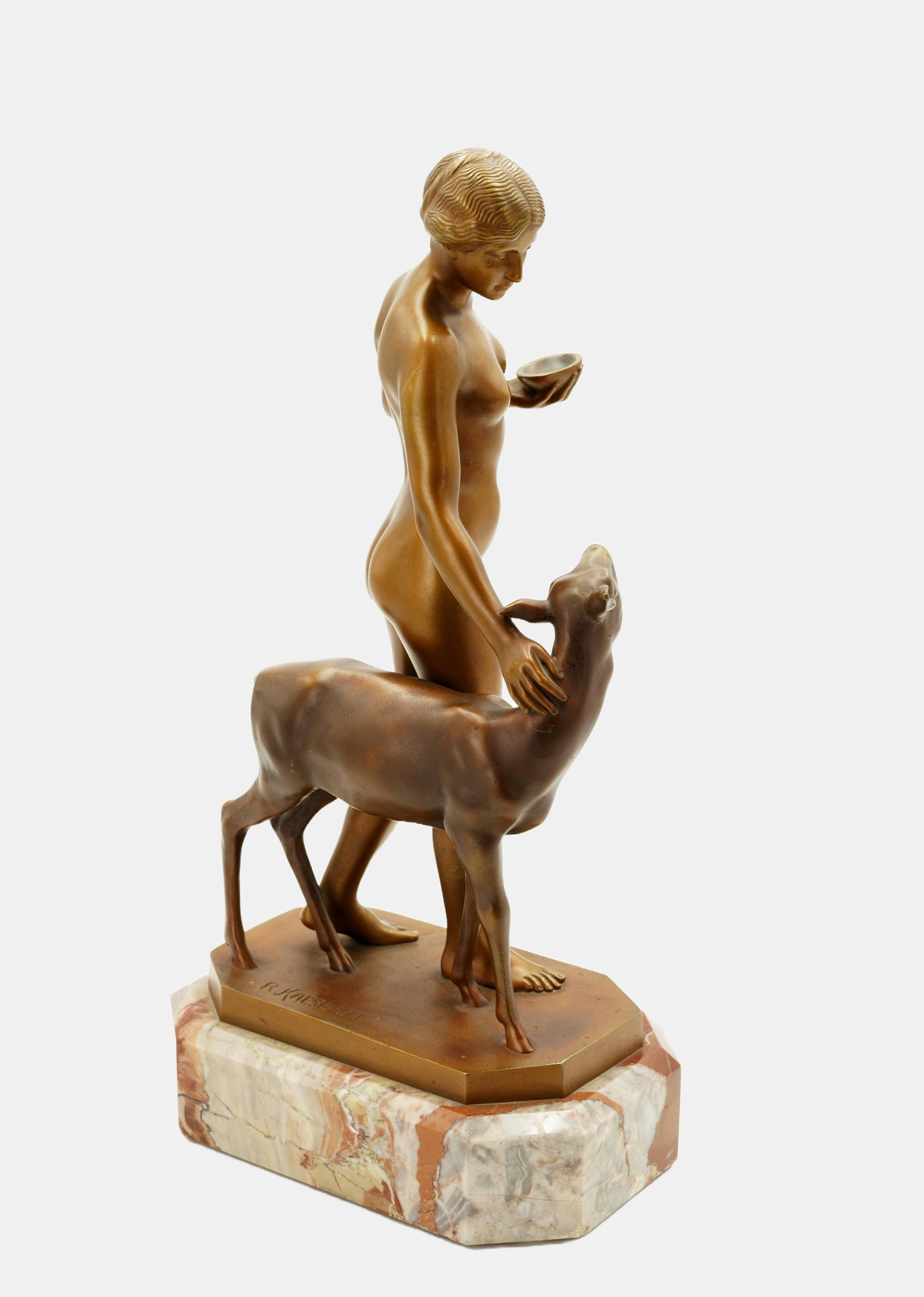 idyllique / - Soulmate - - Or Nude Sculpture par Rudolf Kaesbach